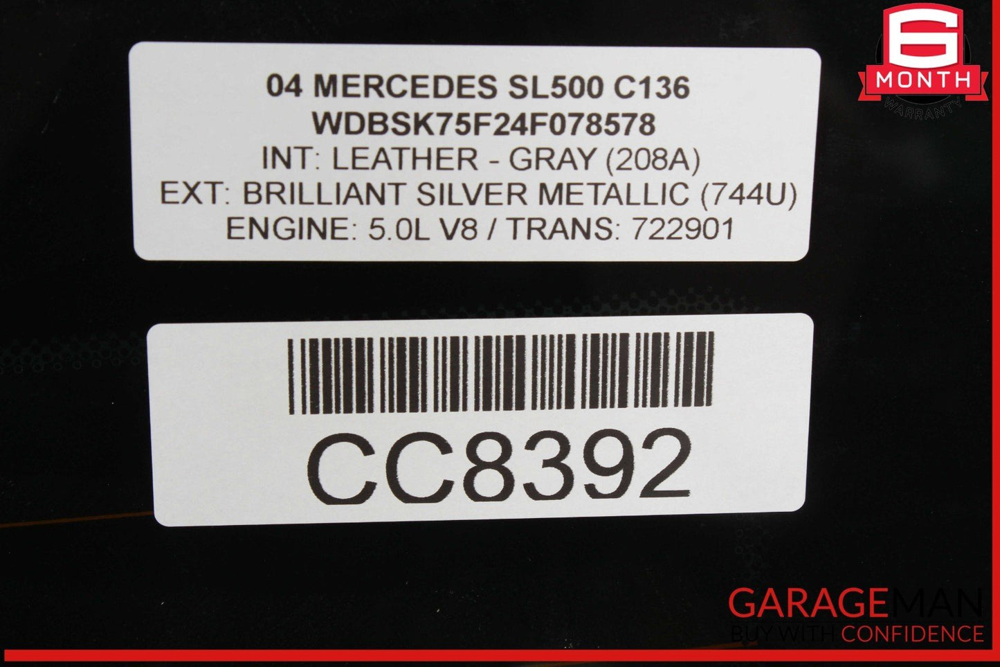 03-12 Mercedes R230 SL500 SL55 AMG Rear Back Windshield Glass Clear OEM