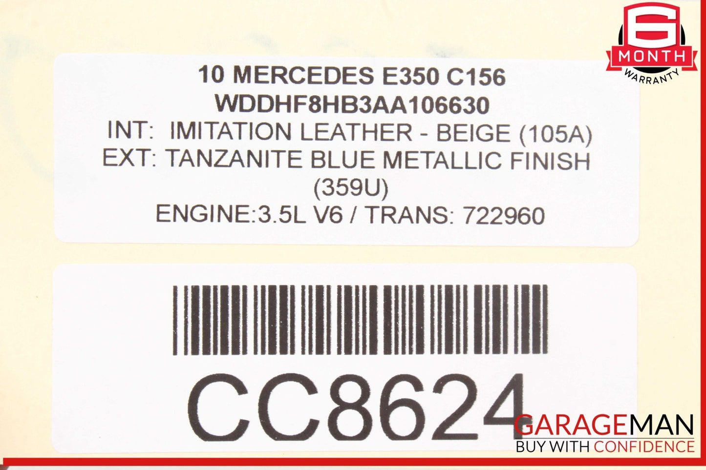10-11 Mercedes W212 E350 4Matic AWD 3.5L V6 Engine Motor Block Assembly 111k