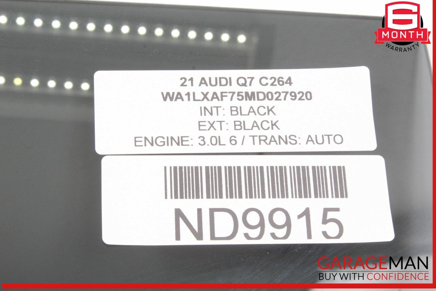 17-24 Audi Q7 Rear Right Passenger Side Door Window Glass 4M0845026B OEM