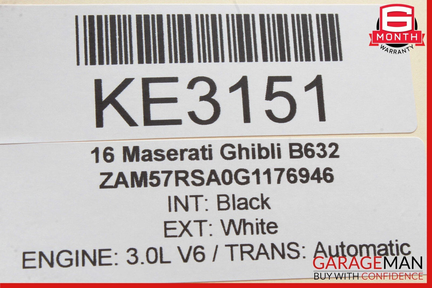 14-17 Maserati Ghibli Rear Right Side Trunk Inner Tail Light Lamp OEM