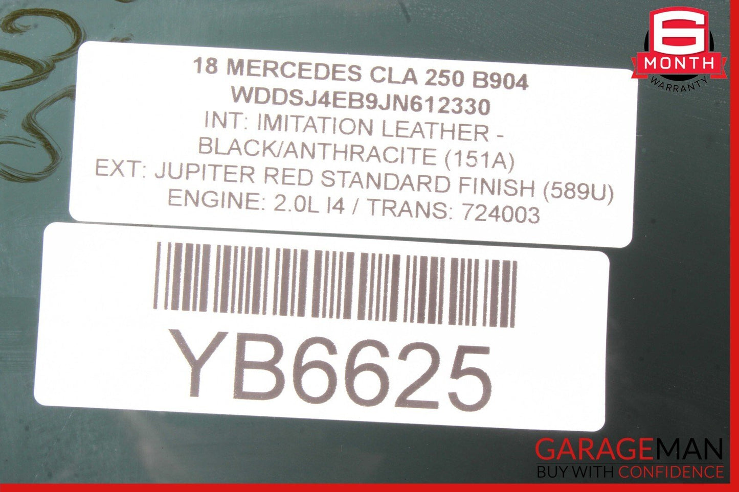 14-18 Mercedes W117 CLA250 Rear Left Driver Side Door Window Auto Glass Panel