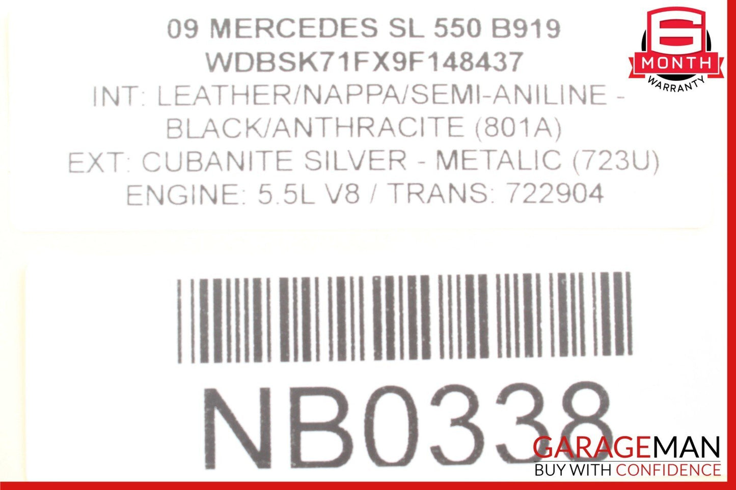 07-12 Mercede R230 SL550 Rear Left & Right Brake Caliper Calipers Set OEM