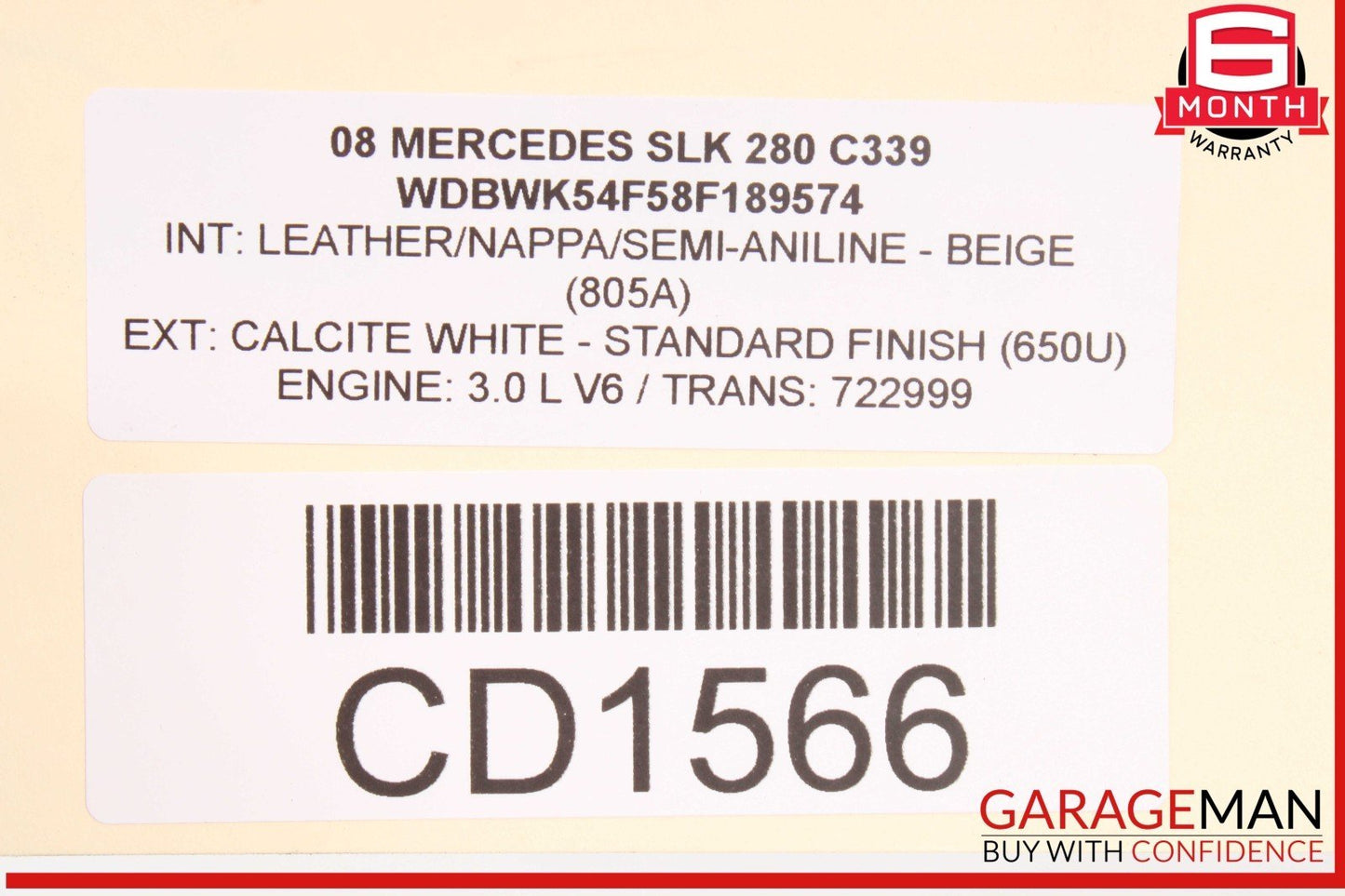 06-11 Mercedes R171 SLK280 C300 Engine Motor Block Assembly 3.0L M272 RWD 160k