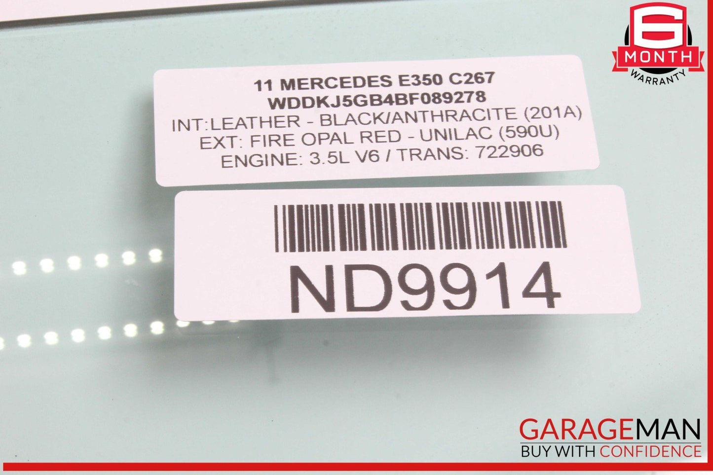 11-17 Mercedes W207 E350 Convertible Front Left Side Door Window Glass OEM