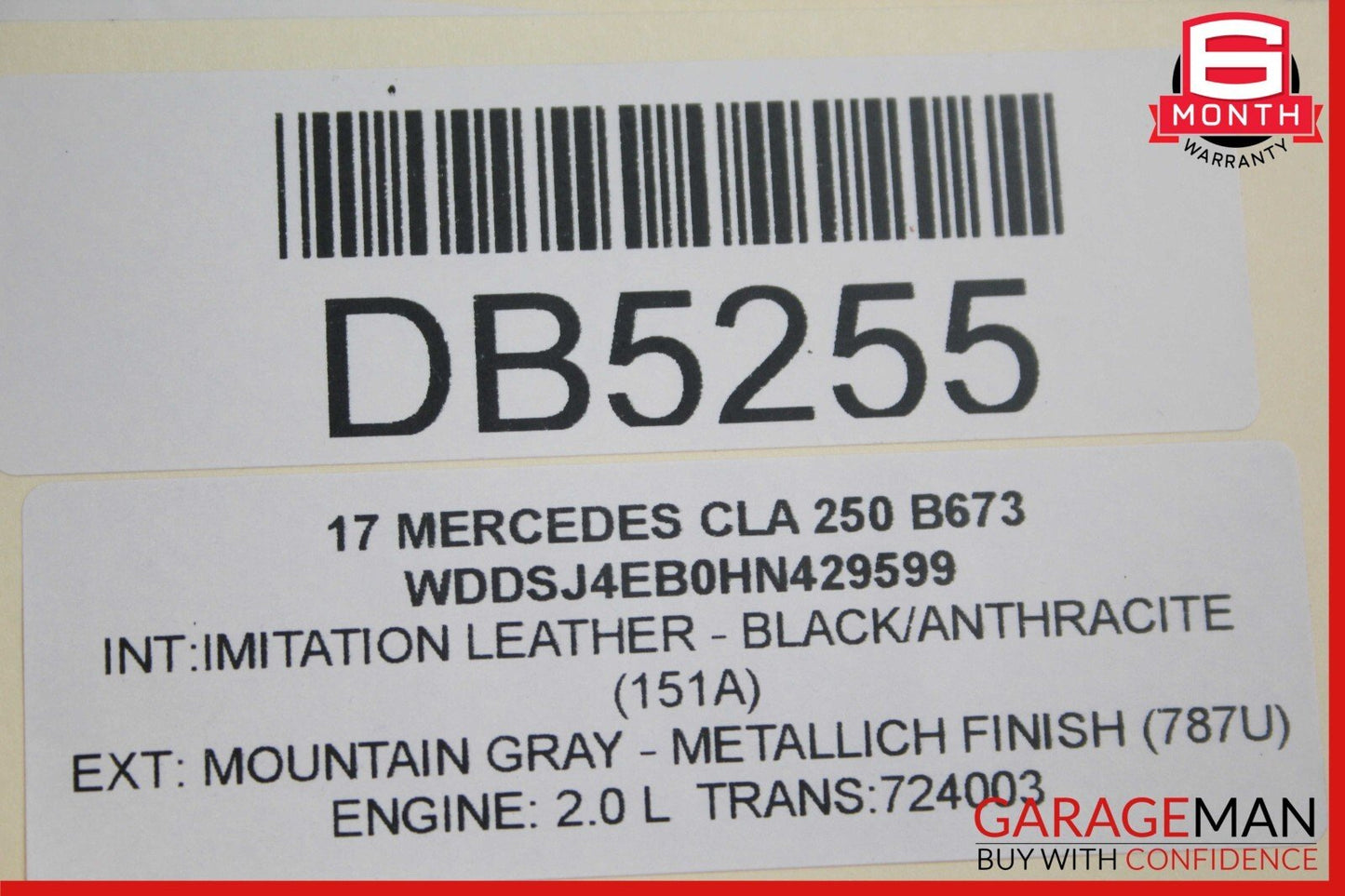 14-19 Mercedes W117 CLA250 Rear Right Side Exterior Door Shell Panel Grey