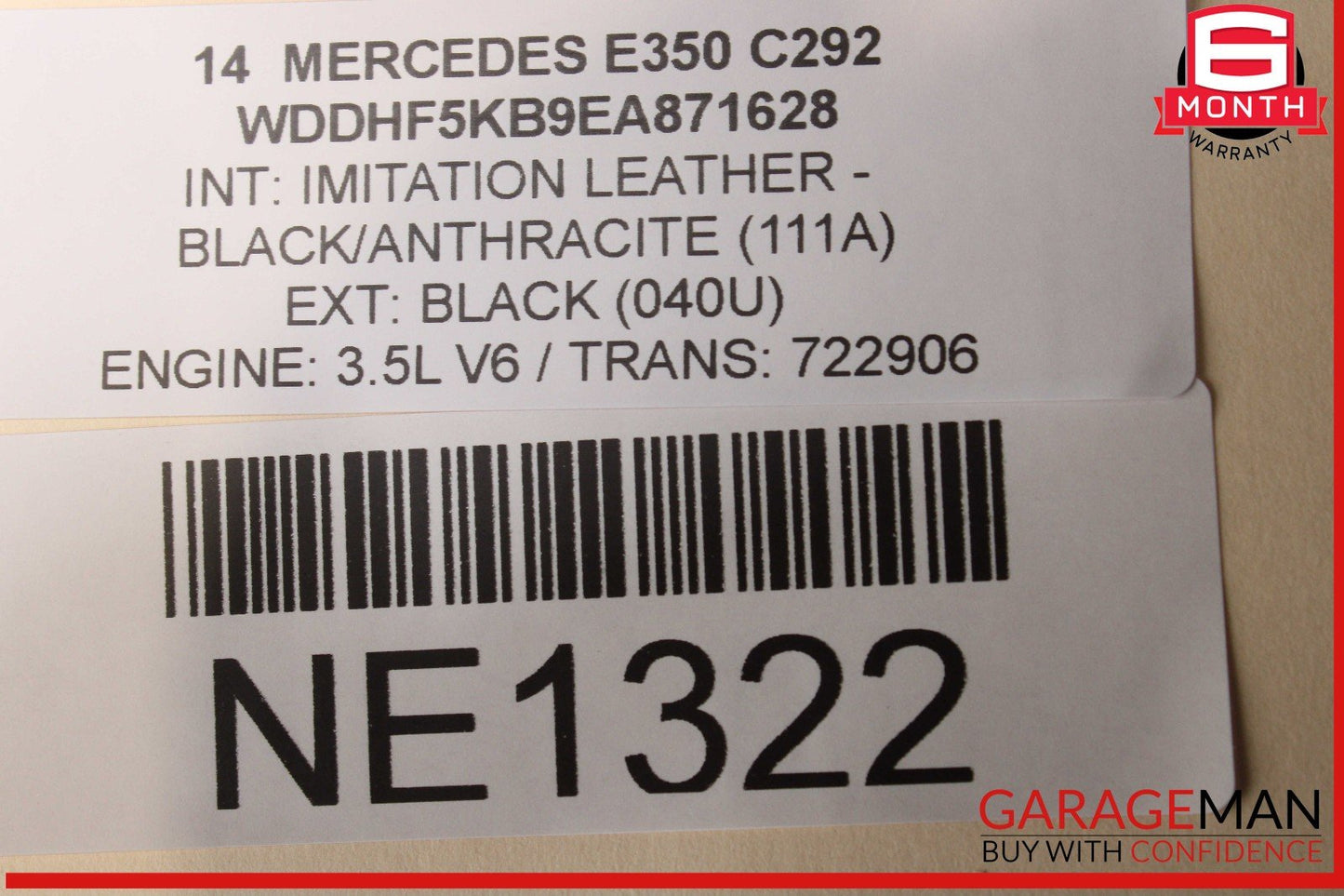 12-16 Mercedes W212 E350 C350 3.5L V6 RWD Engine Motor Block Assembly OEM 194k