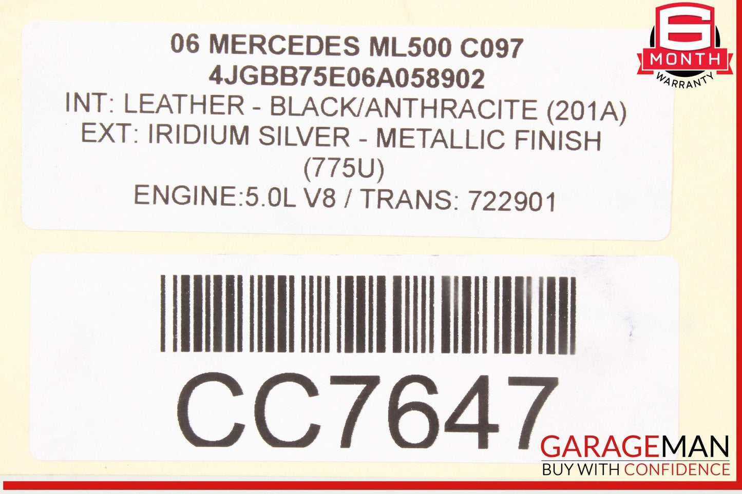 06-08 Mercedes W164 ML500 5.0L Complete Engine Motor Block Assembly OEM 247k