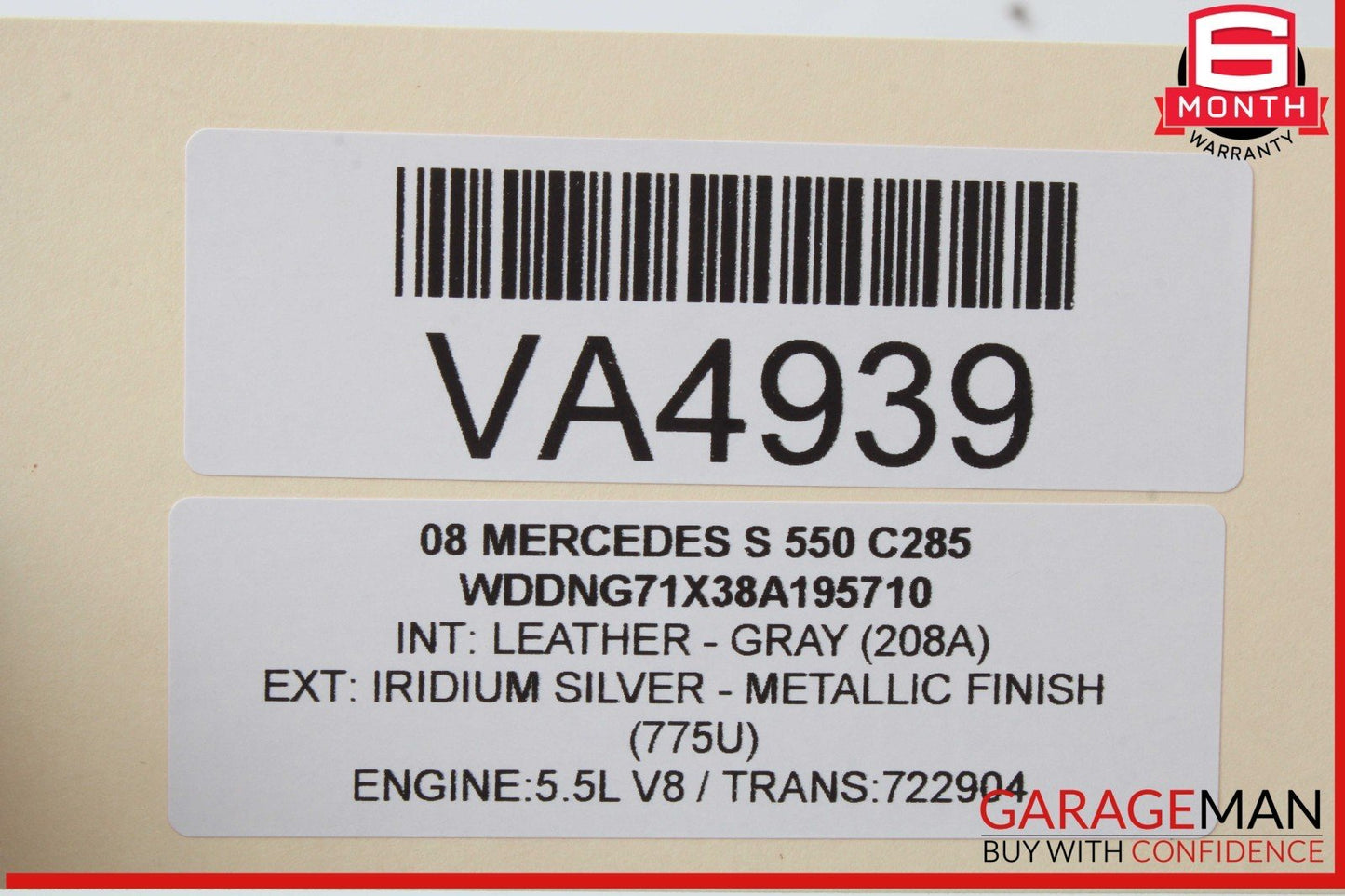 07-09 Mercedes W221 S550 S600 Front Left Side Door Rear View Mirror Silver OEM