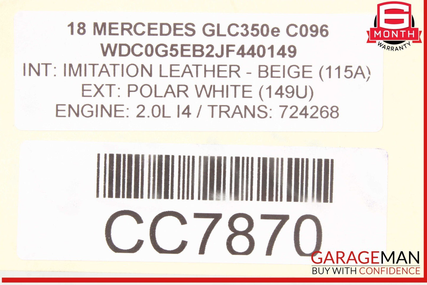 15-25 Mercedes X253 GLC350e C300 Front Right or Left Side Top Upper Seat Cushion