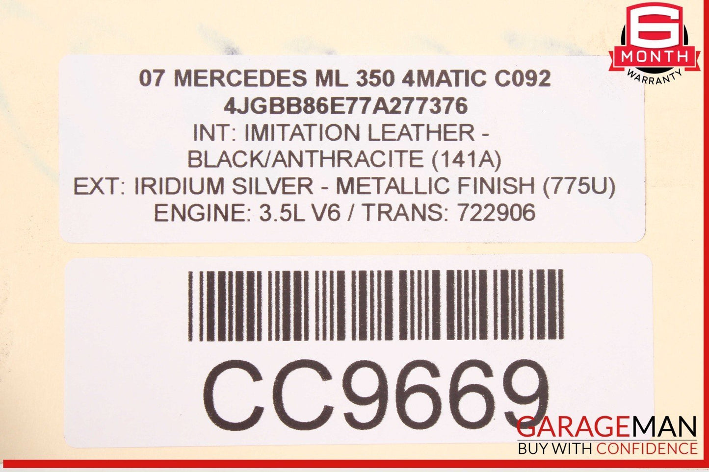 06-11 Mercedes W164 ML350 ML500 Engine Cooling Fan Motor Shroud OEM