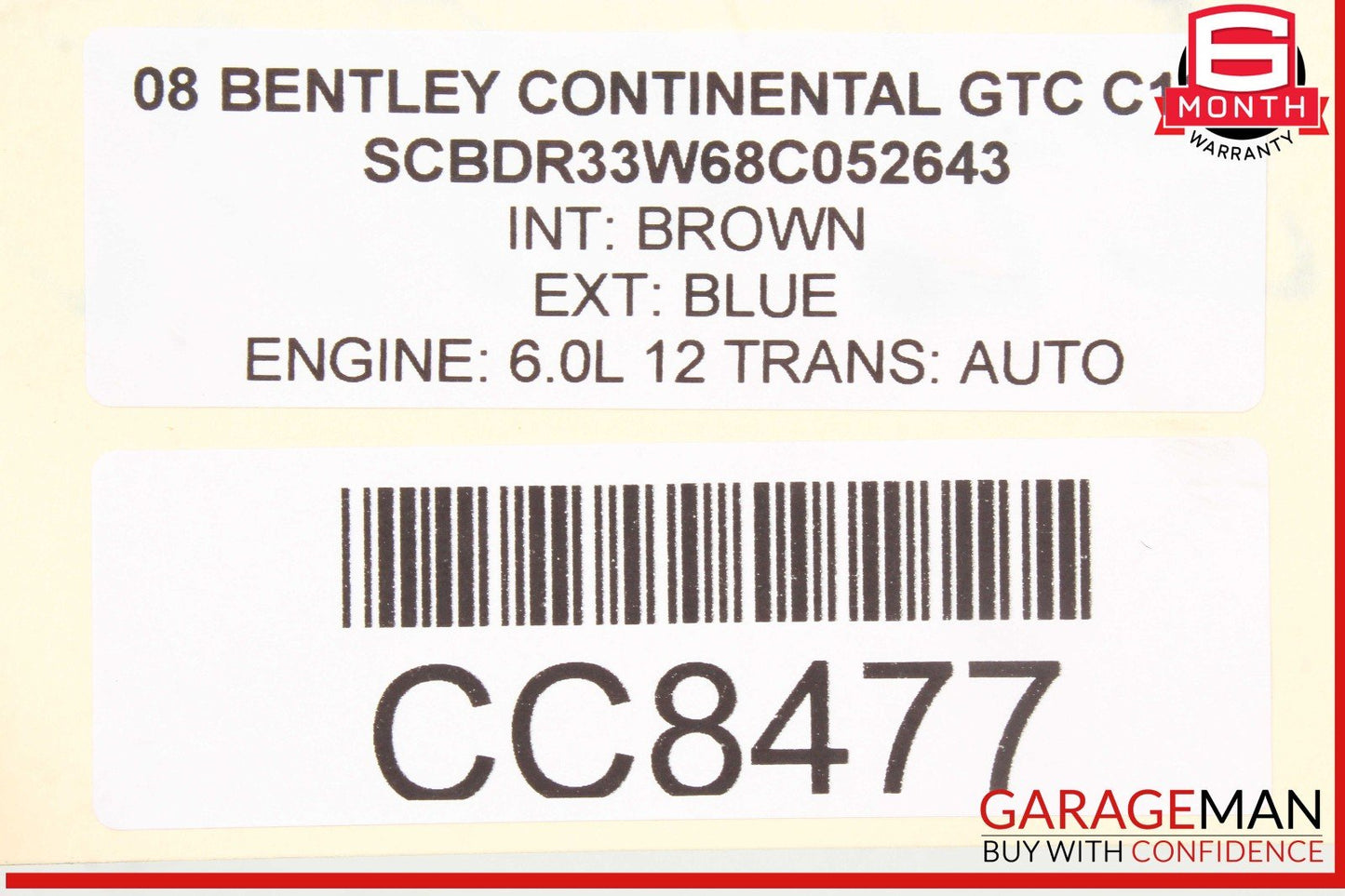 07-11 Bentley Continental GTC Rear Subframe Crossmember Cross Member OEM