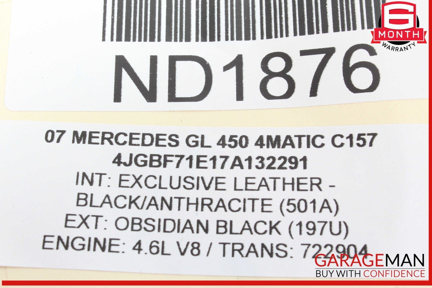 07-09 Mercedes X164 GL450 4MATIC Rear Right Side Tail Light Lamp 1648200564 OEM