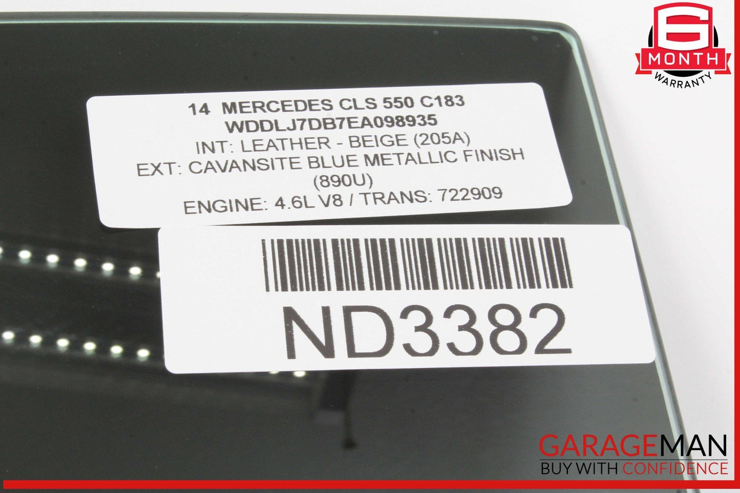 12-14 Mercedes W218 CLS550 CLS63 Rear Right Passenger Side Door Window Glass OEM