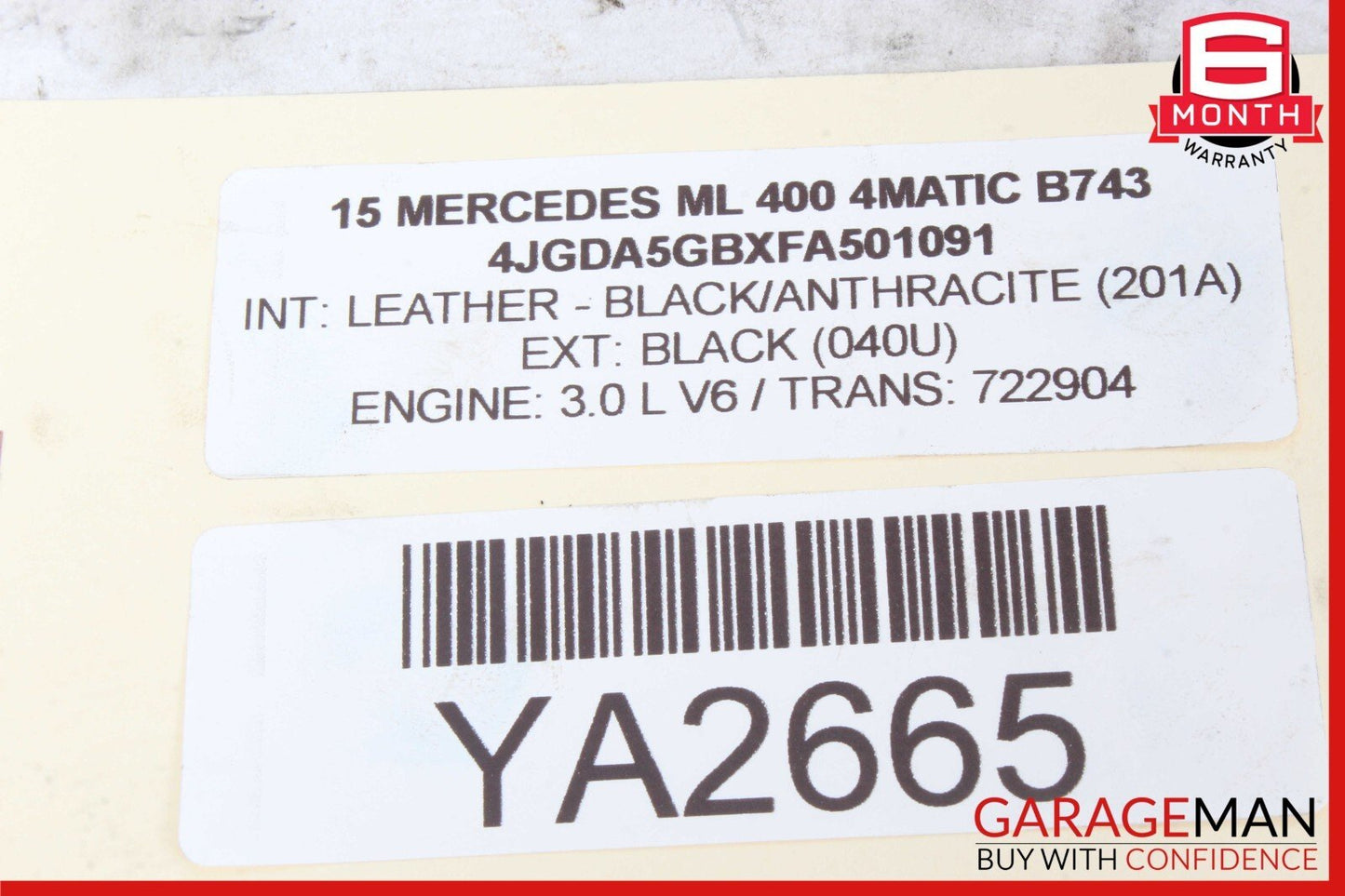 15-20 Mercedes W166 ML400 E450 Left Side Turbocharger Turbo Charger Manifold OEM