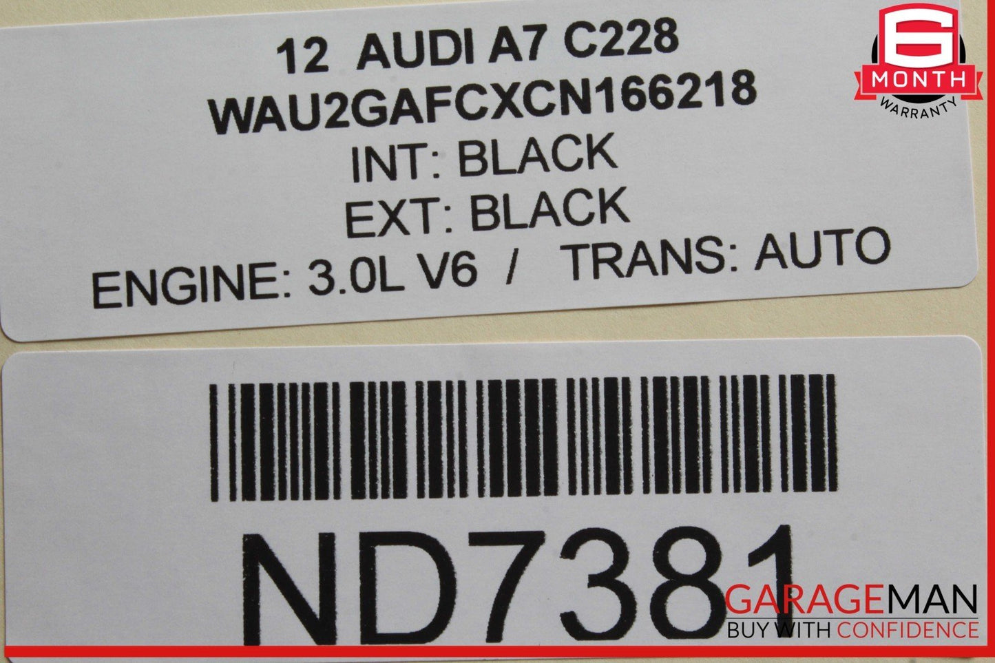 12-18 Audi A7 Rear Bumper Reinforcement Impact Crash Bar Beam 4G8807309A OEM
