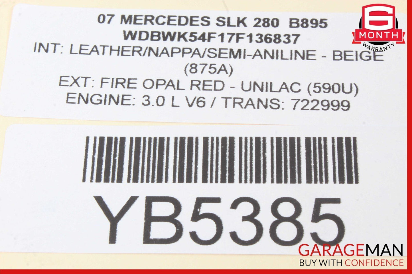05-11 Mercedes R171 SLK280 Front Right / Left Side Seat Headrest Head Rest Black