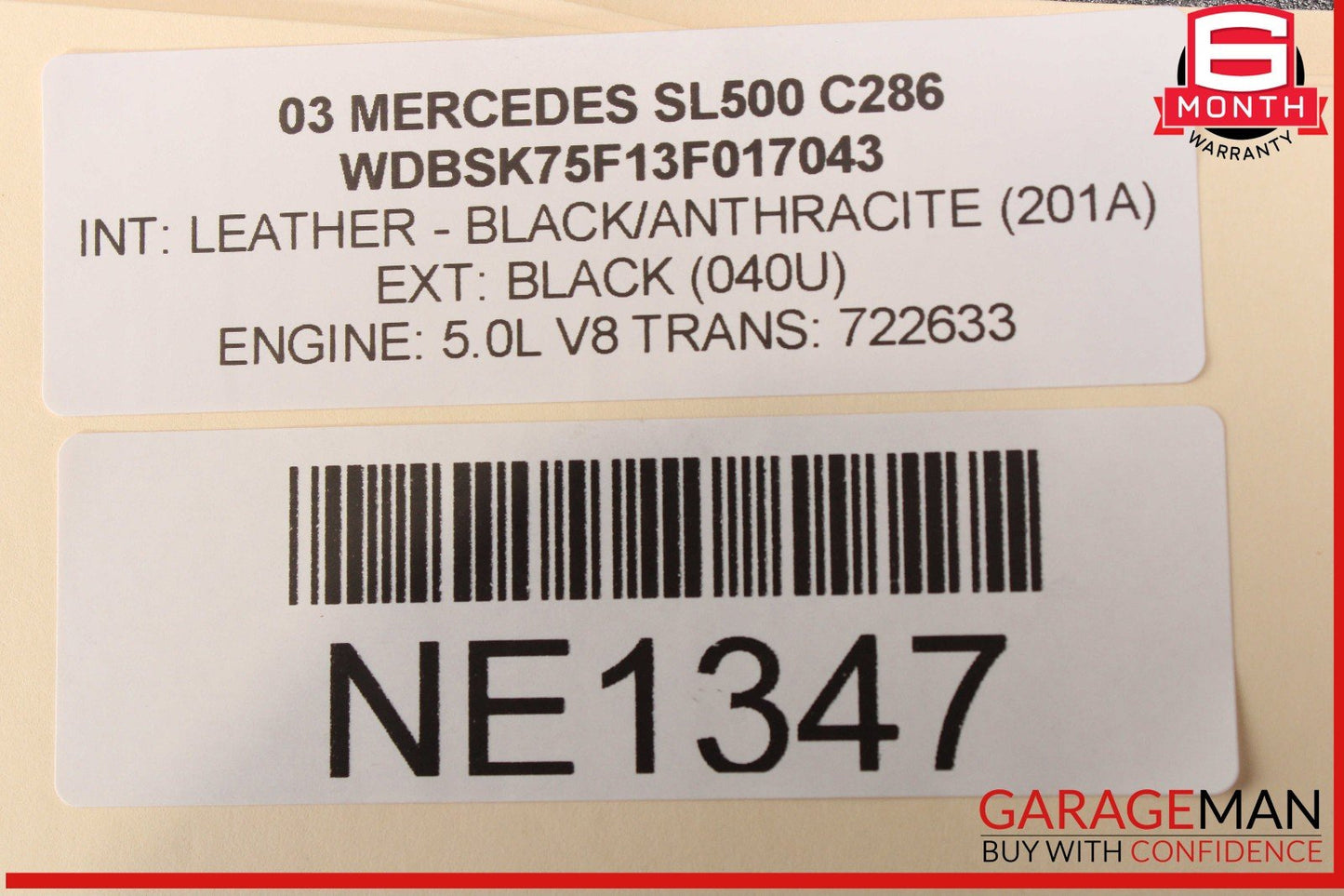 03-08 Mercedes R230 SL500 SL55 AMG Upper Radiator Core Support Headlight Bracket