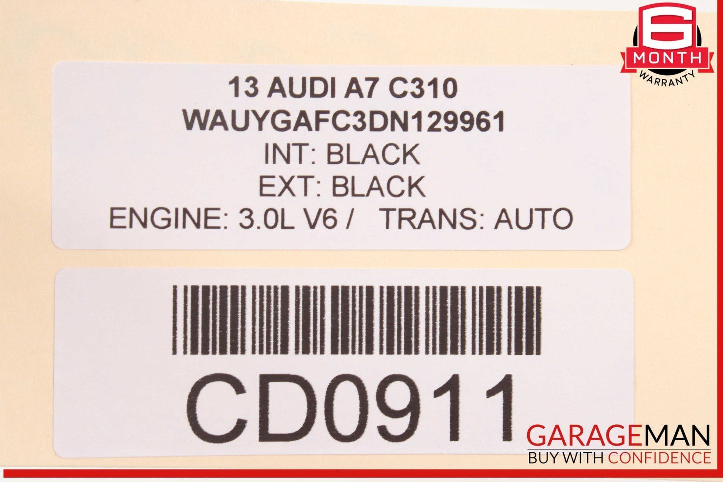 12-18 Audi A7 RS7 S7 Front Left Driver Side Door Shell Panel Black OEM