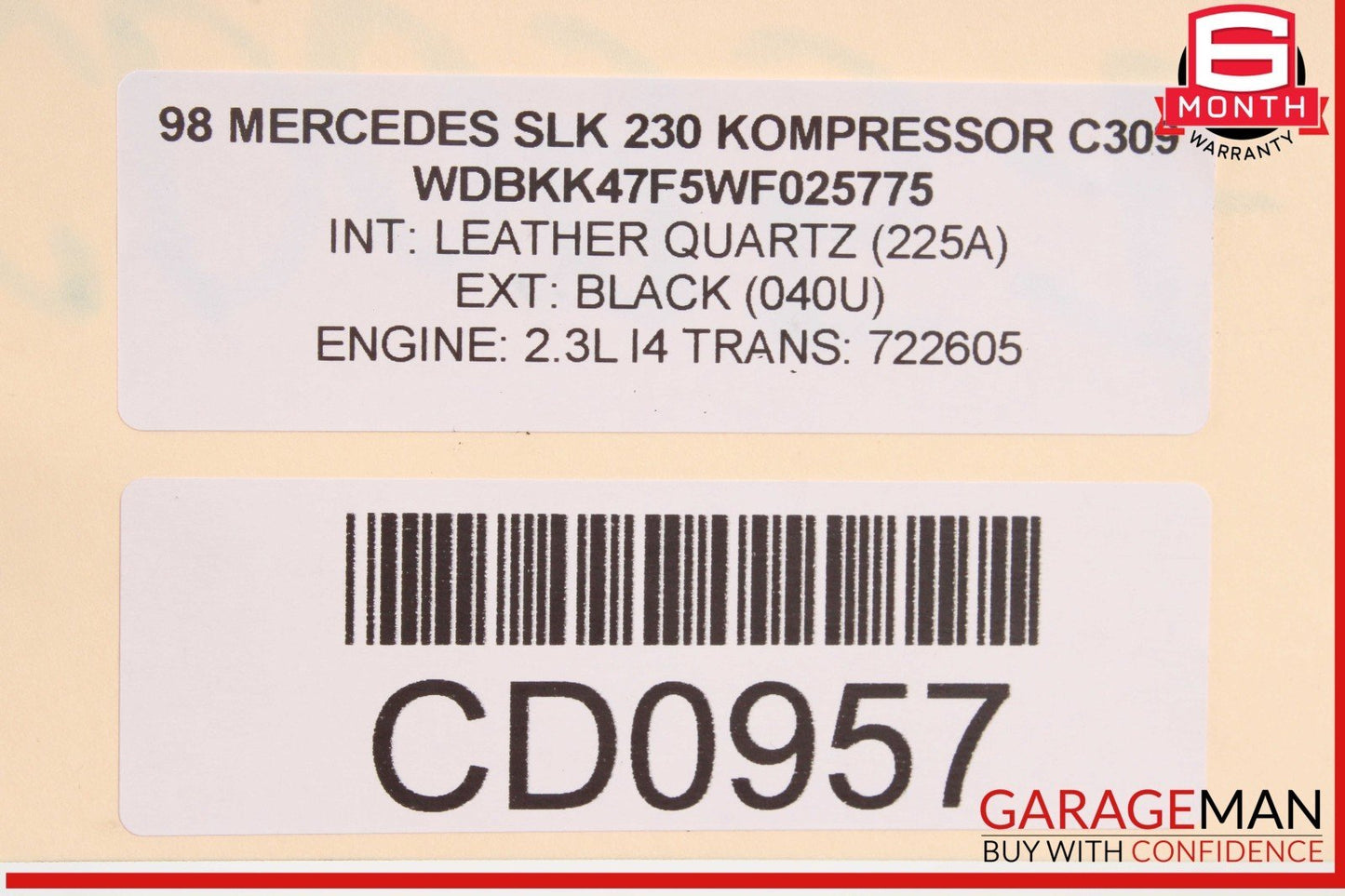 97-04 Mercedes R170 SLK230 C230 Engine Cooling Radiator Fan Motor Shroud Assy