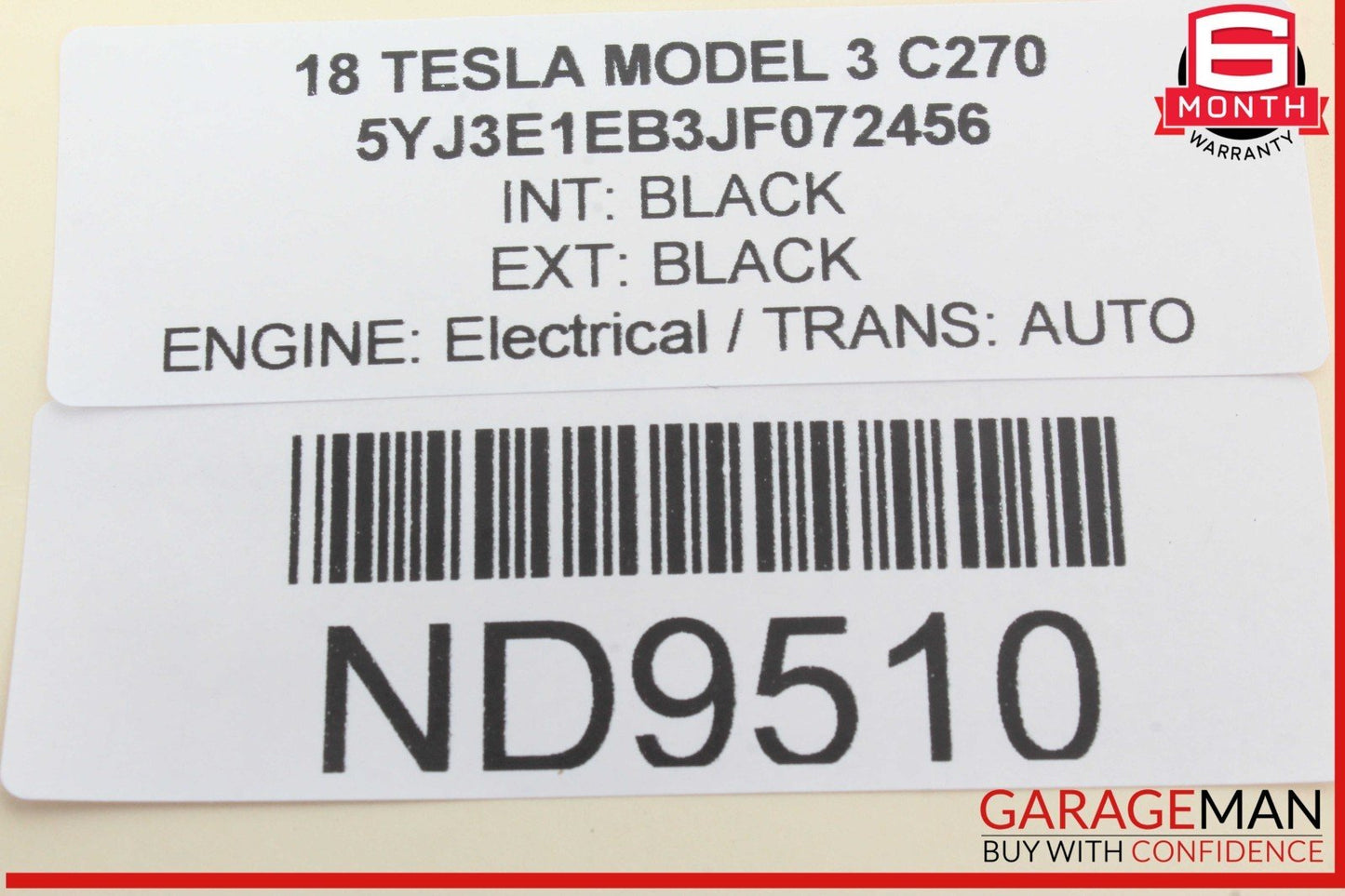 17-23 Tesla Model 3 Rear Left Driver Side Inner Tail Light Lamp LED OEM