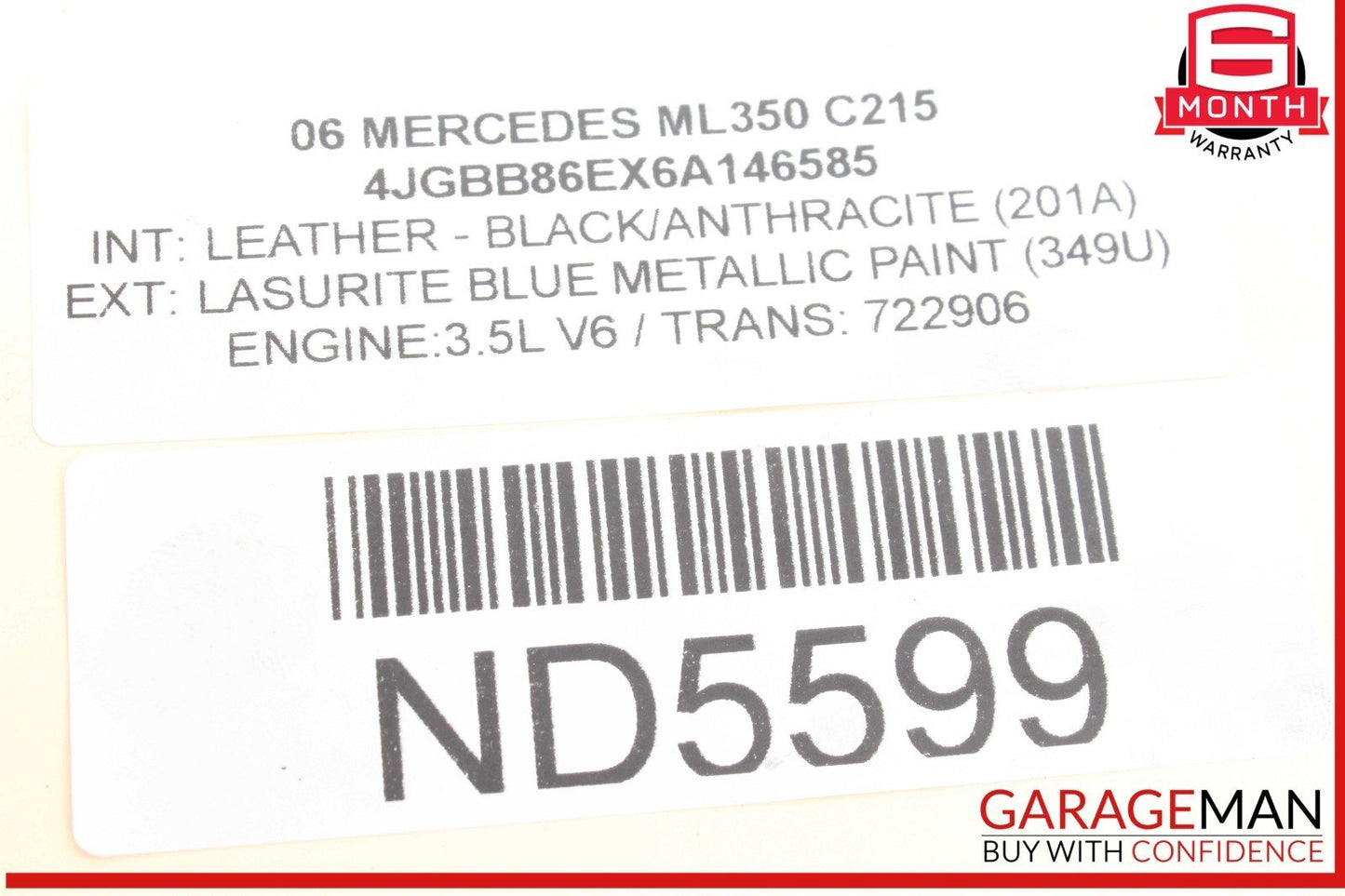 06-13 Mercedes W164 ML350 Left Side Engine Motor Cylinder Head Valve Cover OEM