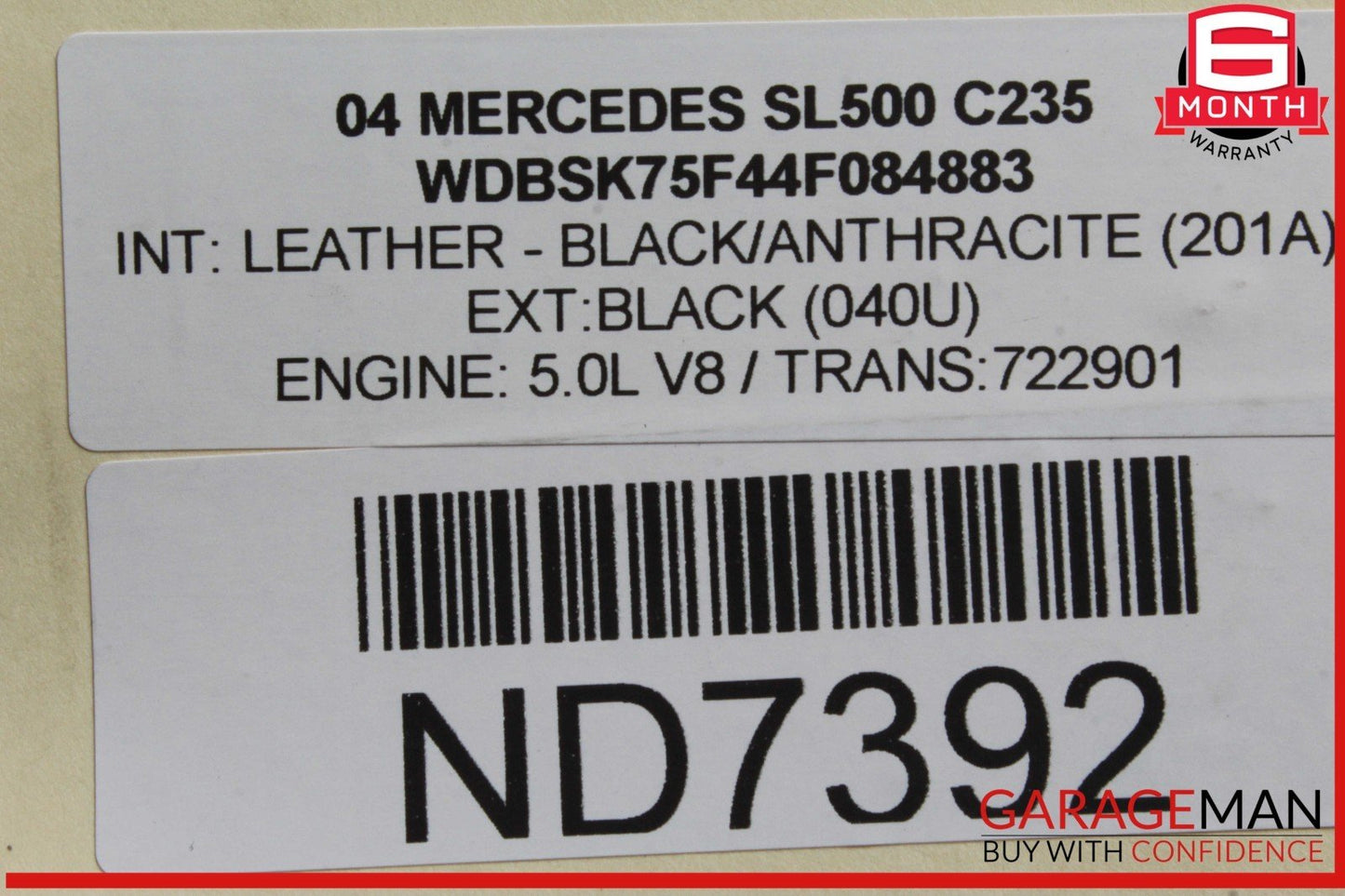 03-08 Mercedes R230 SL500 SL55 Upper Radiator Support Headlight Support Bracket