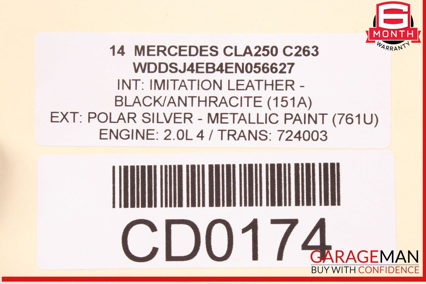 14-19 Mercedes W117 CLA250 Complete Front Right & Left Seat Cushion Cover Assy