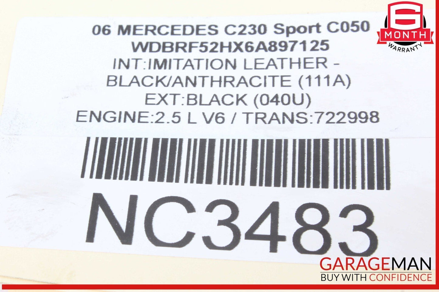 05-13 Mercedes W203 C230 Sport Engine Cylinder Head Cover Right Side OEM