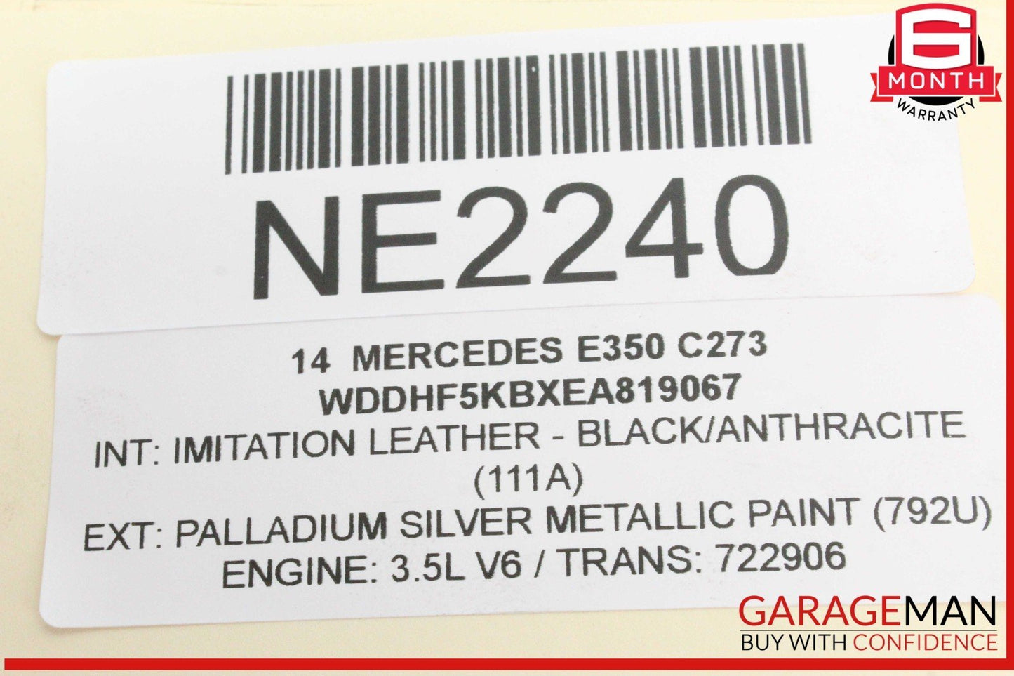 12-18 Mercedes W212 E350 Left Side Engine Motor Valve Cover 2760161305 OEM