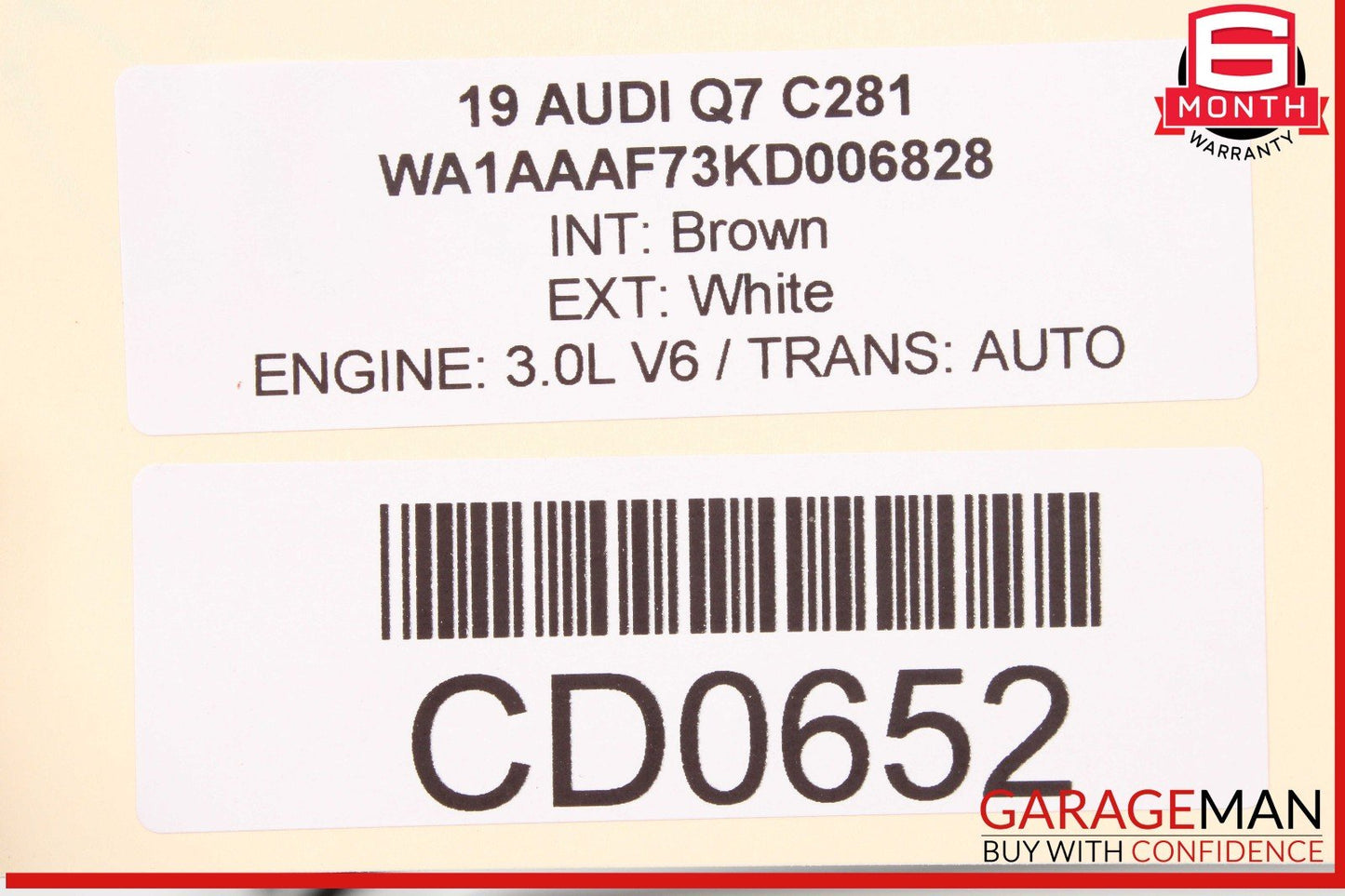 17-19 Audi Q7 Rear Left Driver Side Door Shell White OEM
