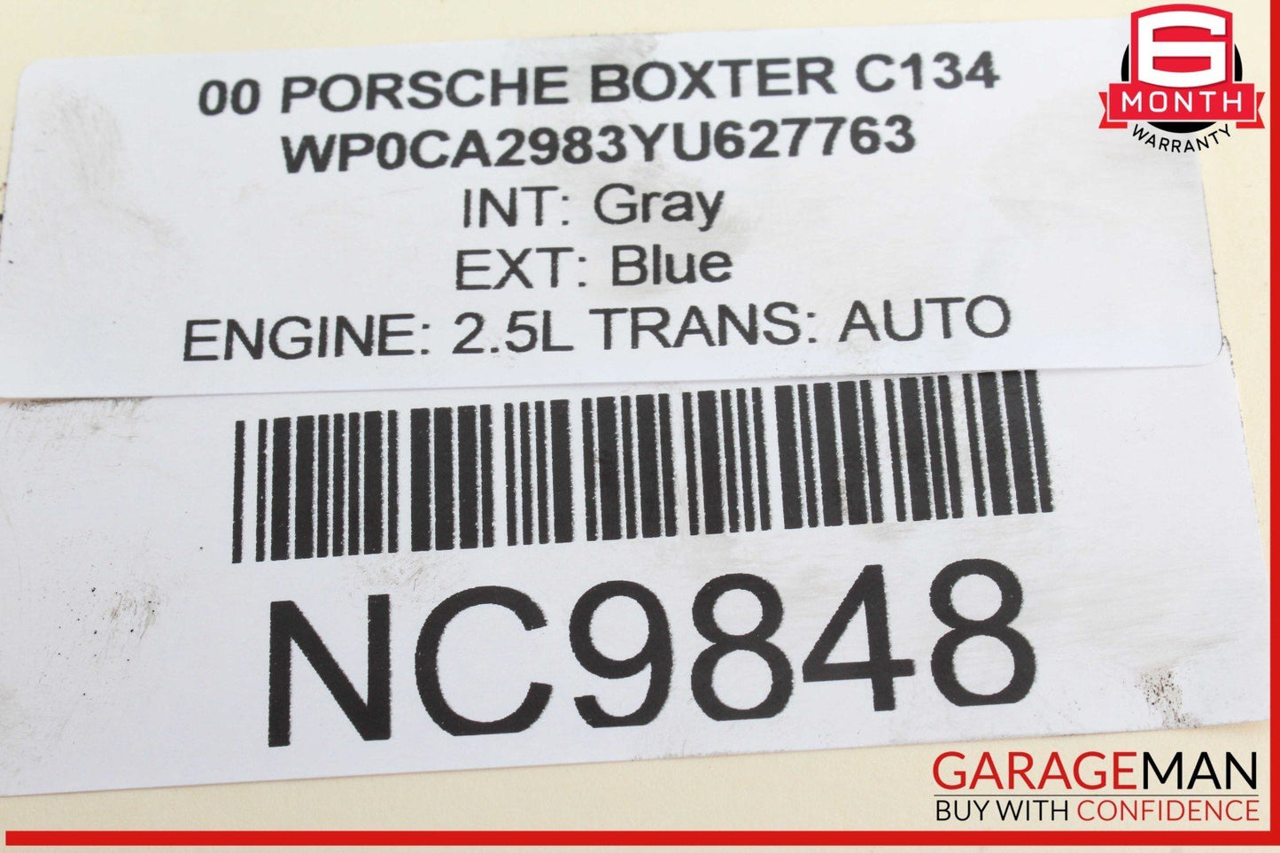 00-02 Porsche Boxster 986 Right Passenger Side Engine Motor Cylinder Head OEM