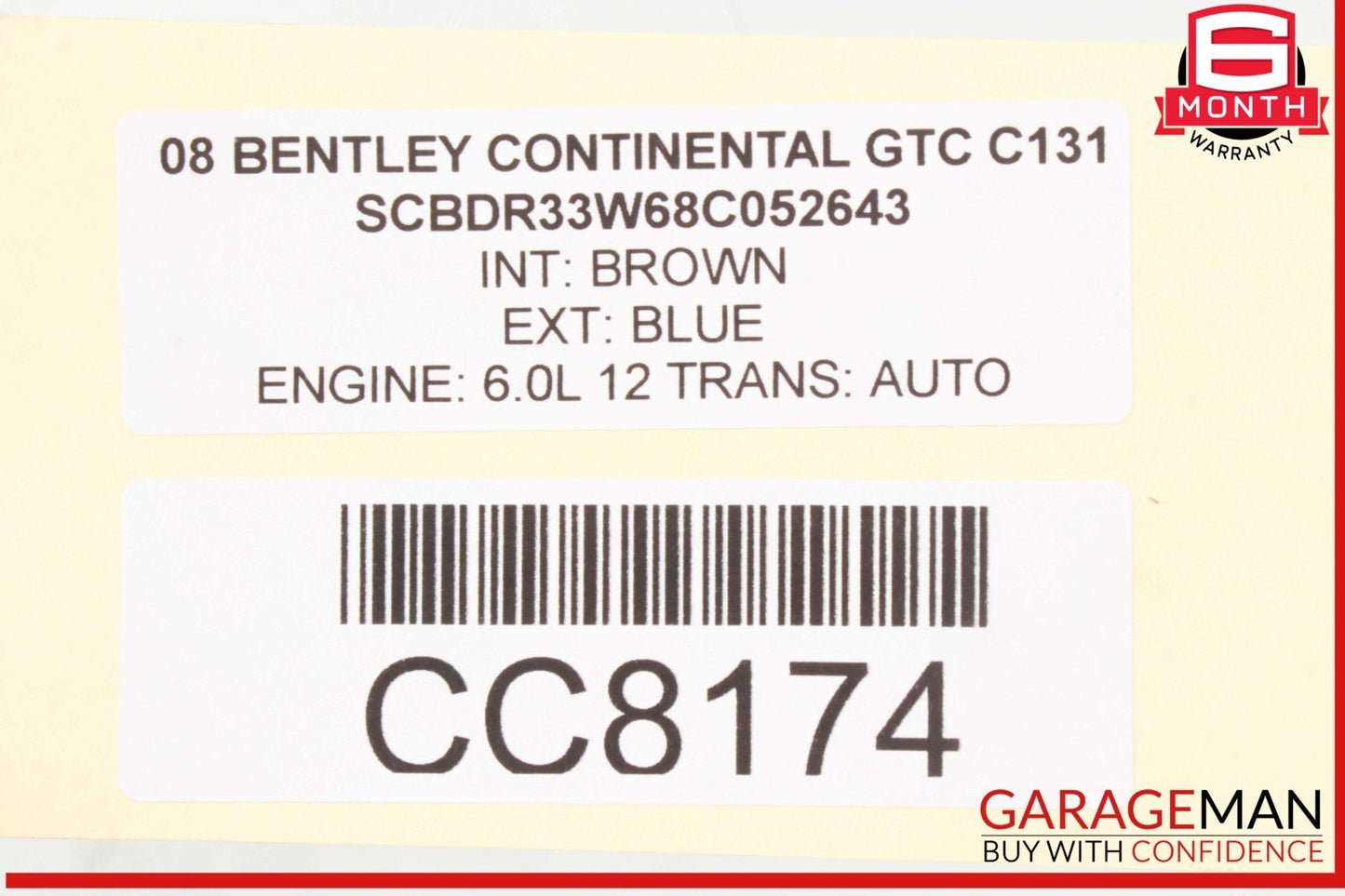 07-12 Bentley Continental GTC Convertible Trunk Lid Panel Assembly Blue OEM