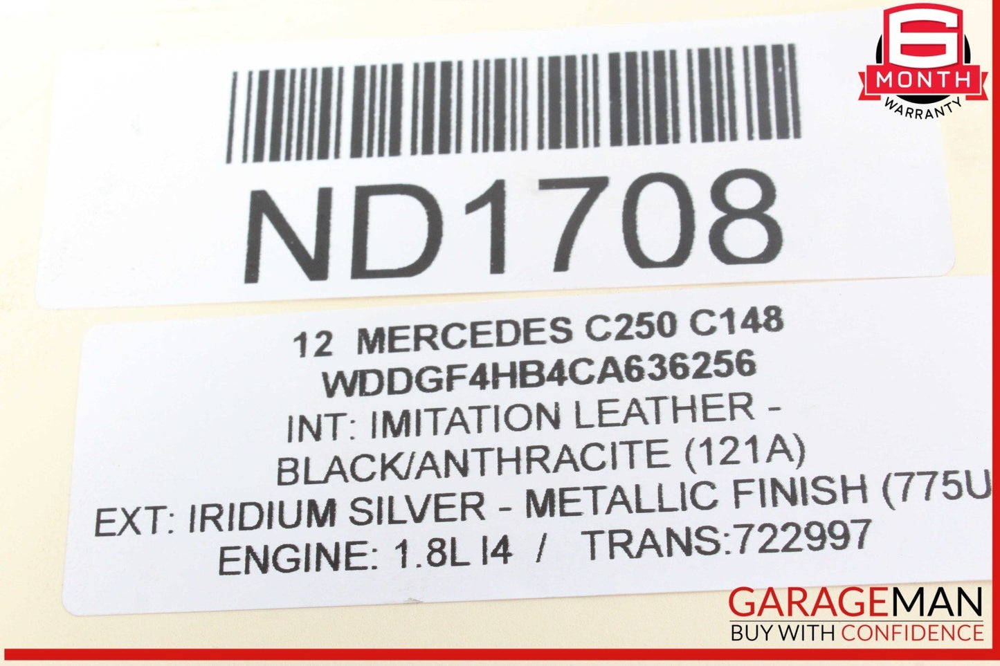 08-14 Mercedes W204 C250 C350 C280 Upper Radiator Core Support Bar Black OEM