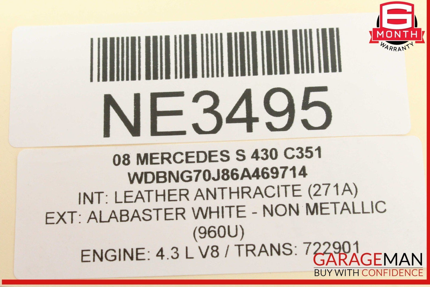 03-06 Mercedes W220 S430 Front Radiator Hood Center Grill Grille 2208800583 OEM