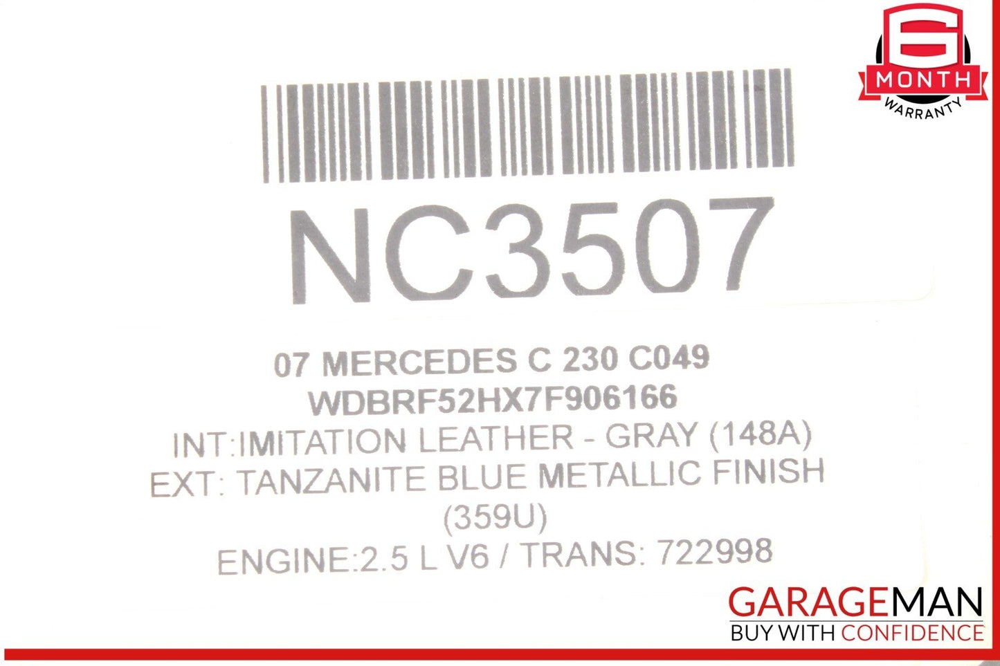 06-07 Mercedes W203 C230 2.5L Engine Motor Right Side Cylinder Head 2720162501