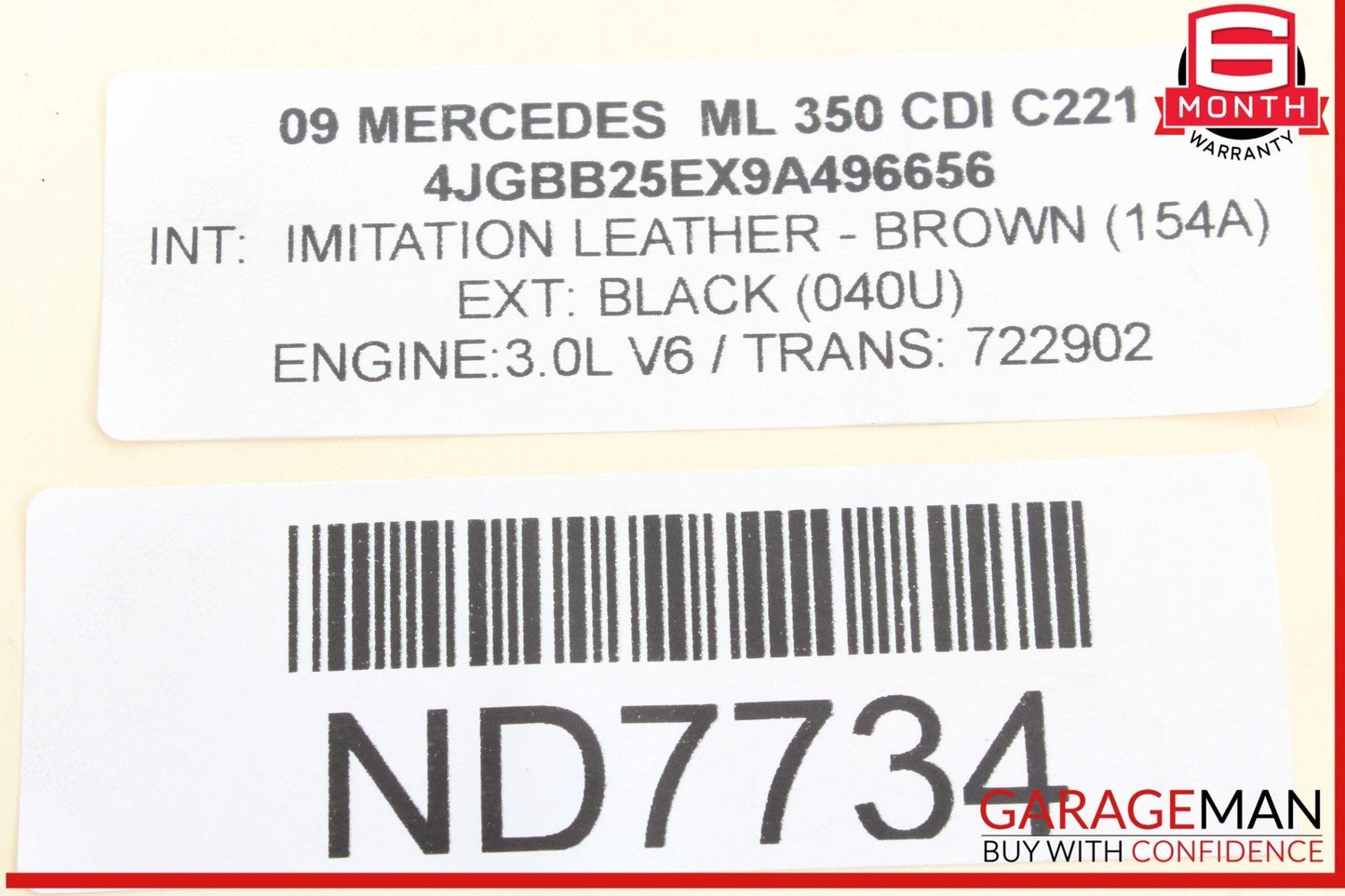 07-13 Mercedes W164 ML350 CDI Diesel Noise Dumper Air Duct Pipe 6420982307 OEM