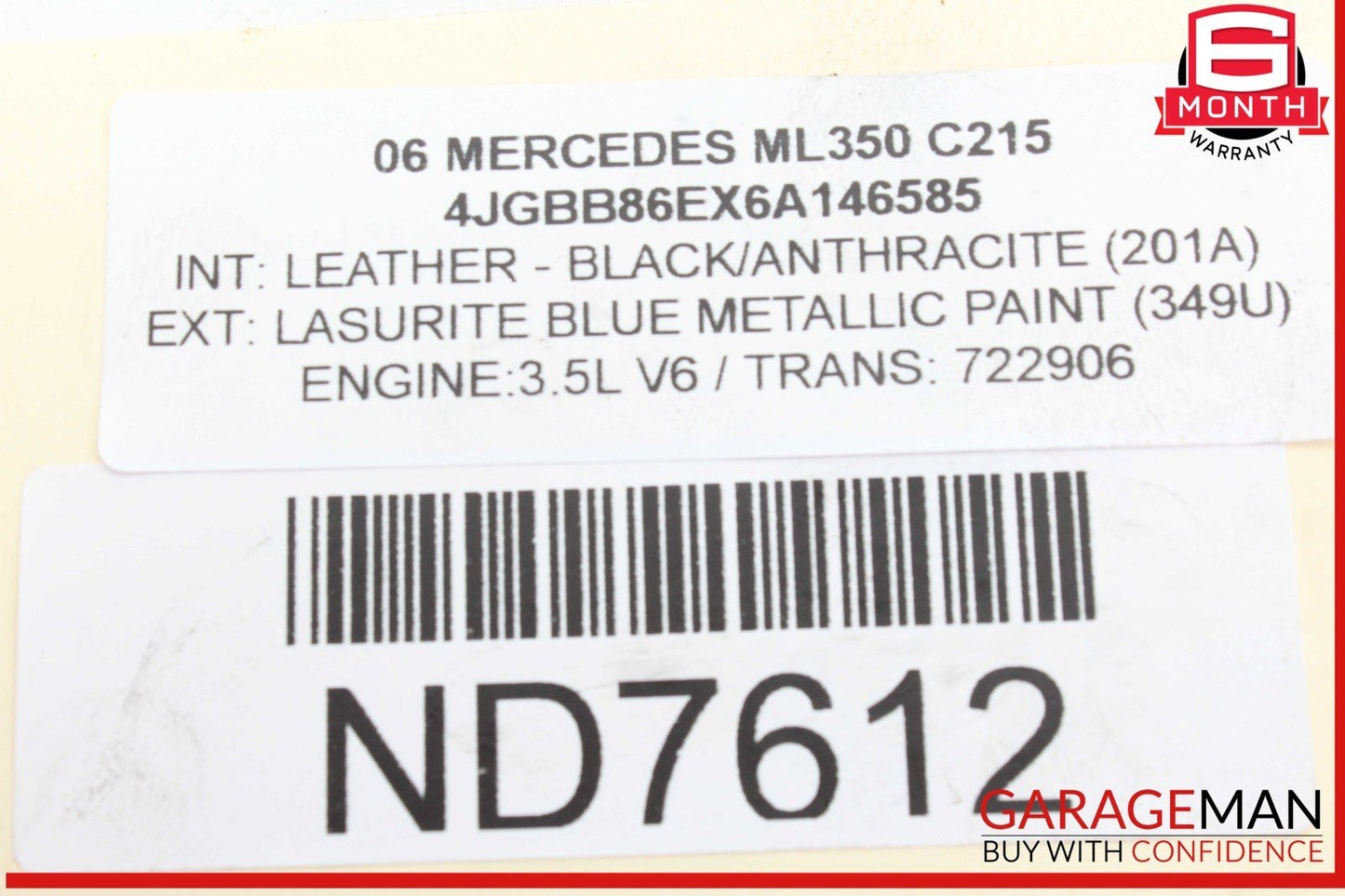06-13 Mercedes W164 ML350 Right Side Engine Motor Cylinder Head Valve Cover OEM