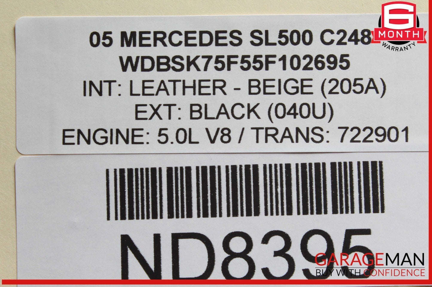 03-06 Mercedes R230 SL500 RWD Engine Motor Block Assembly OEM 194k