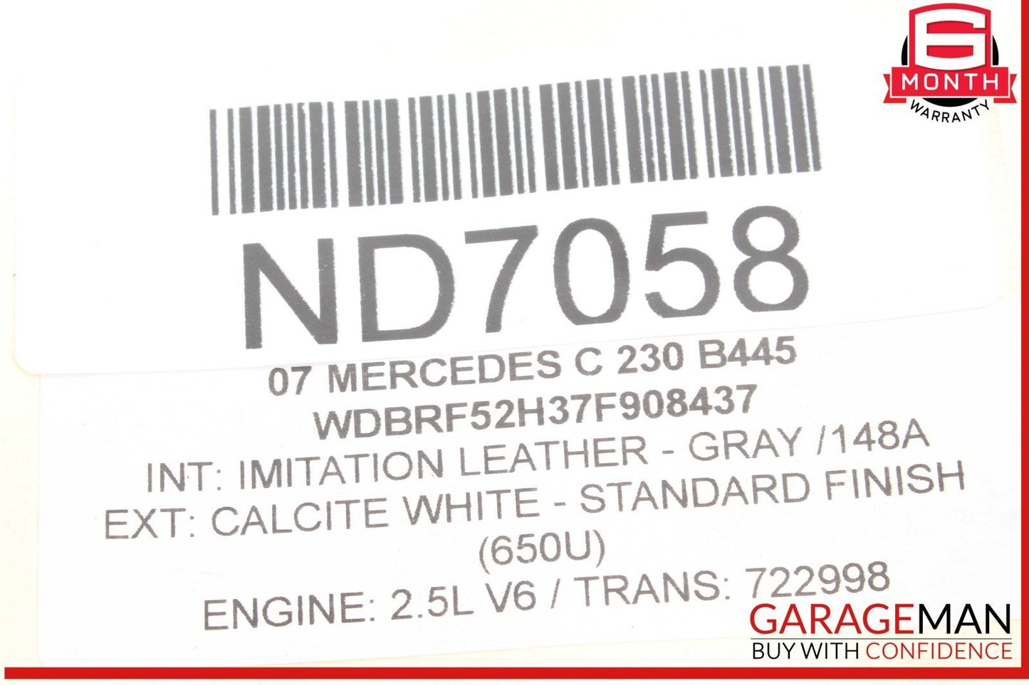 07-09 Mercedes W203 C230 S600 S63 AMG Upper Radiator Core Support Assy OEM