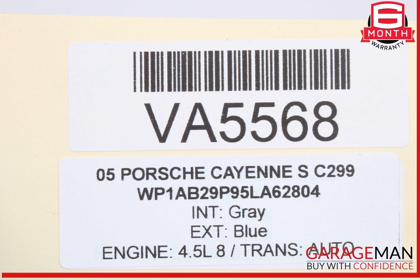 03-06 Porsche Cayenne S 955 4.5L V8 Fuel Injector Line Rail w/ Injectors OEM