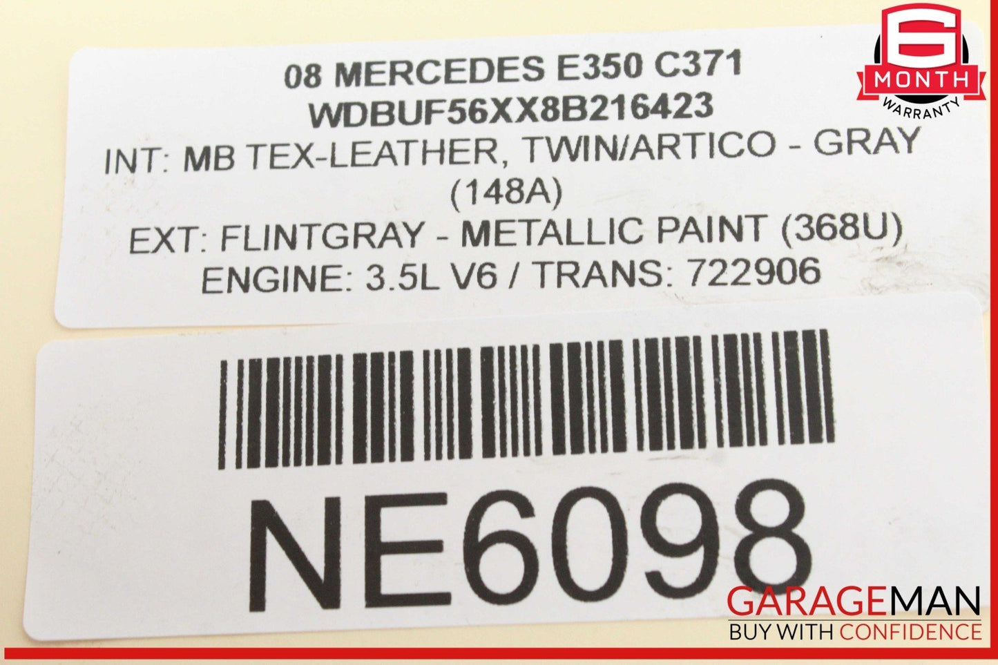 05-11 Mercedes W211 E350 Engine Upper Oil Sump Baffle Pan 2720142102 OEM