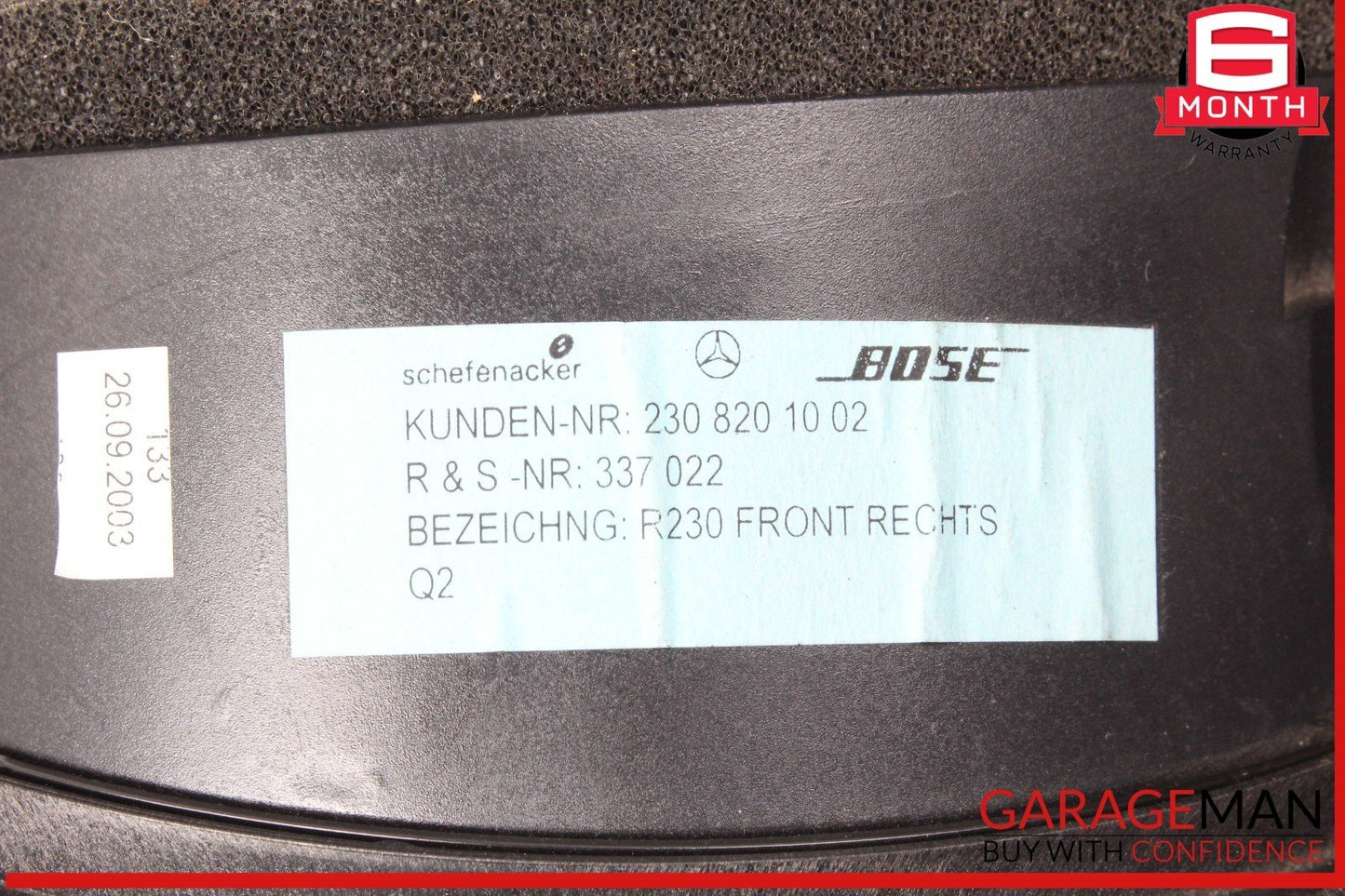 03-08 Mercedes R230 SL500 SL55 Left & Right Side Door Audio Speakers Set Bose