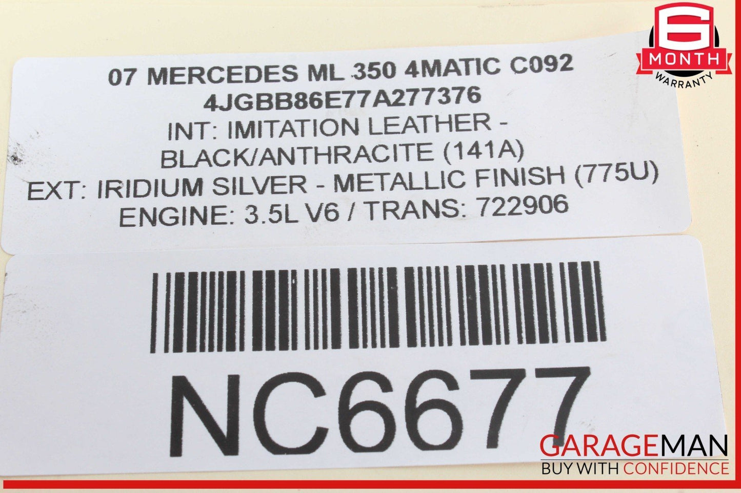 06-13 Mercedes W164 ML350 4MATIC Engine Upper Oil Sump Baffle Pan 2720142002 OEM