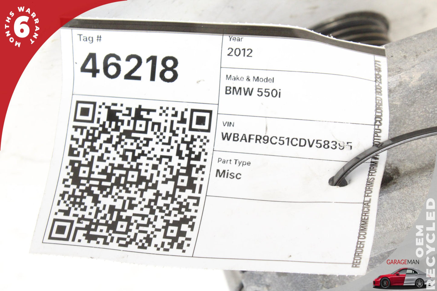 2012-2016 BMW 550i F10 RWD Engine Motor Generator Alternator 7603779