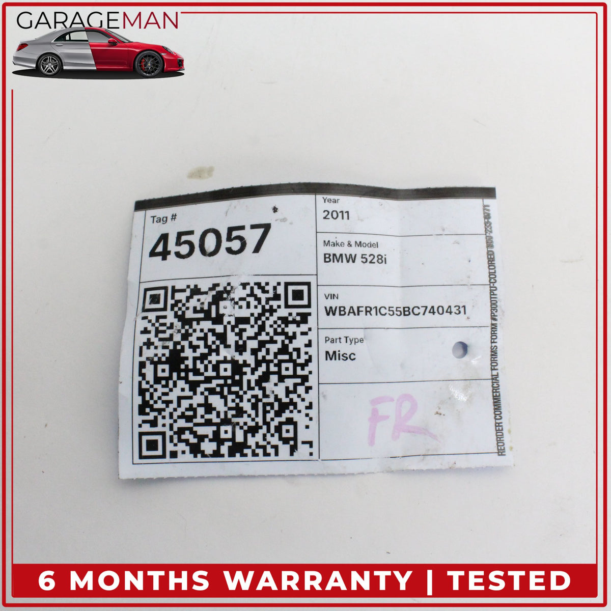 2011-2016 BMW 528i F10 Sedan Hood Radiator Grille Support Mount Bracket 7158893 OEM