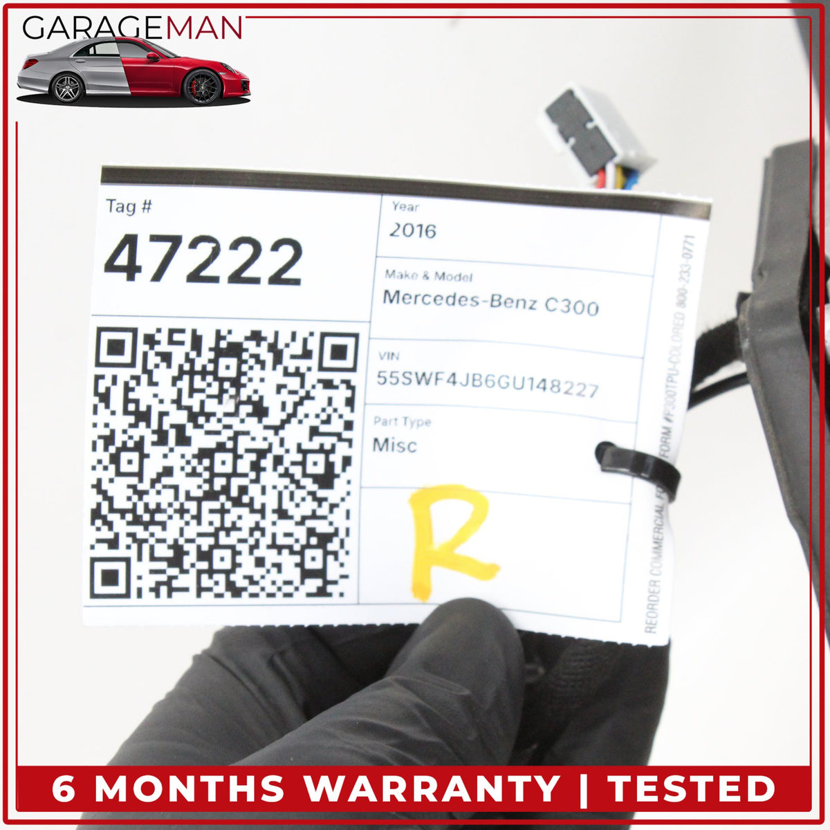 2015-2016 Mercedes W205 C300 Right Rear View Mirror w/ Blind Spot Carbon Fiber