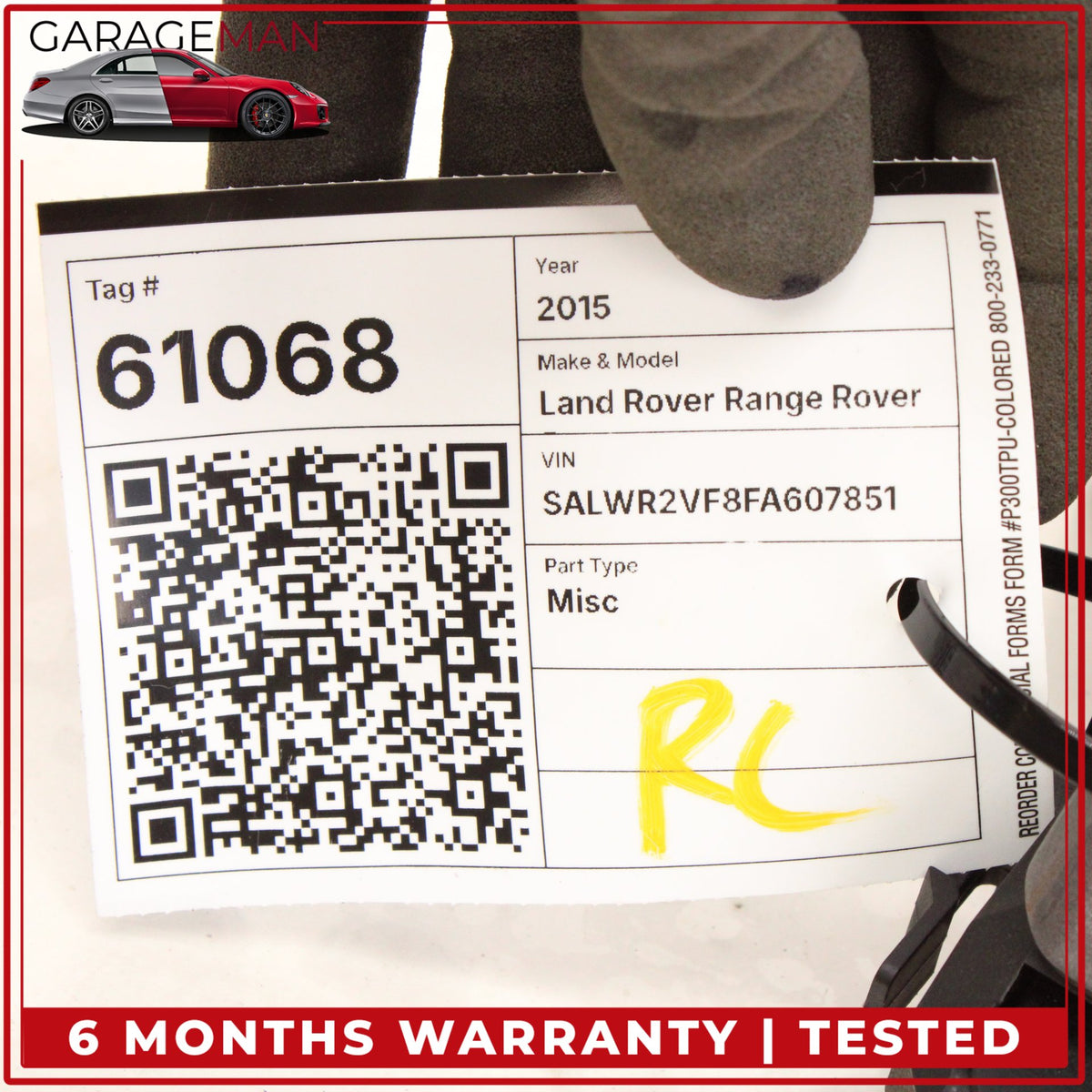 2014-2022 LR Range Rover Sport L494 Rear Left Side Exterior Door Handle Gray OEM