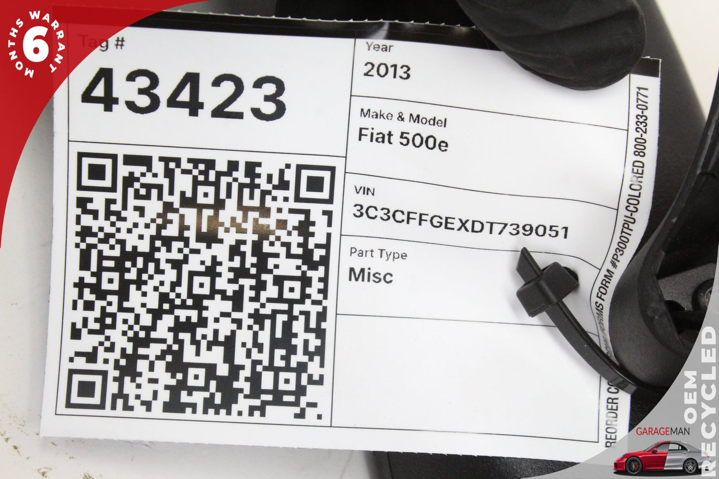 2013 Fiat 500e Hatchback Top Upper Rear View Mirror 34949799