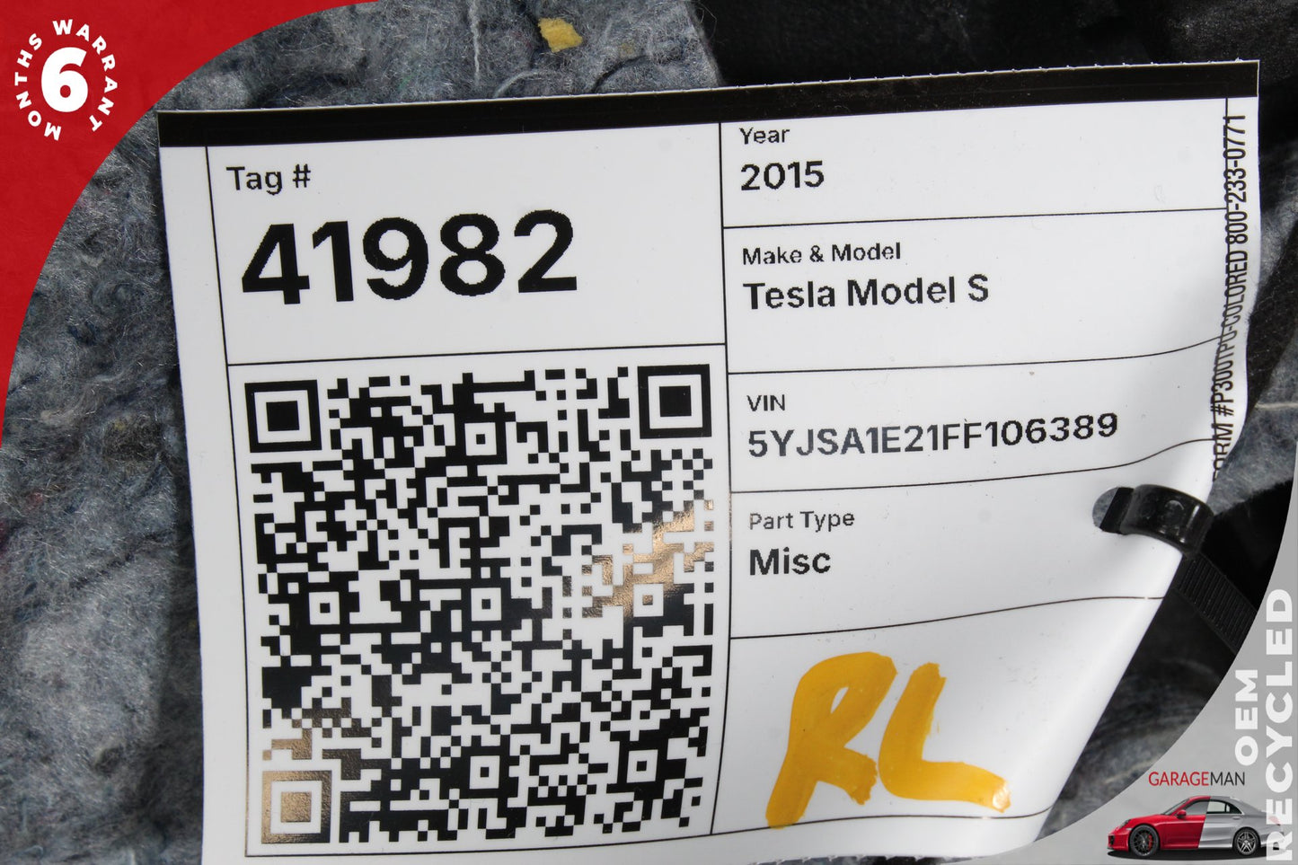 2012-2020 Tesla Model S Rear Left Driver Side Door Trim Panel 600613338L OEM