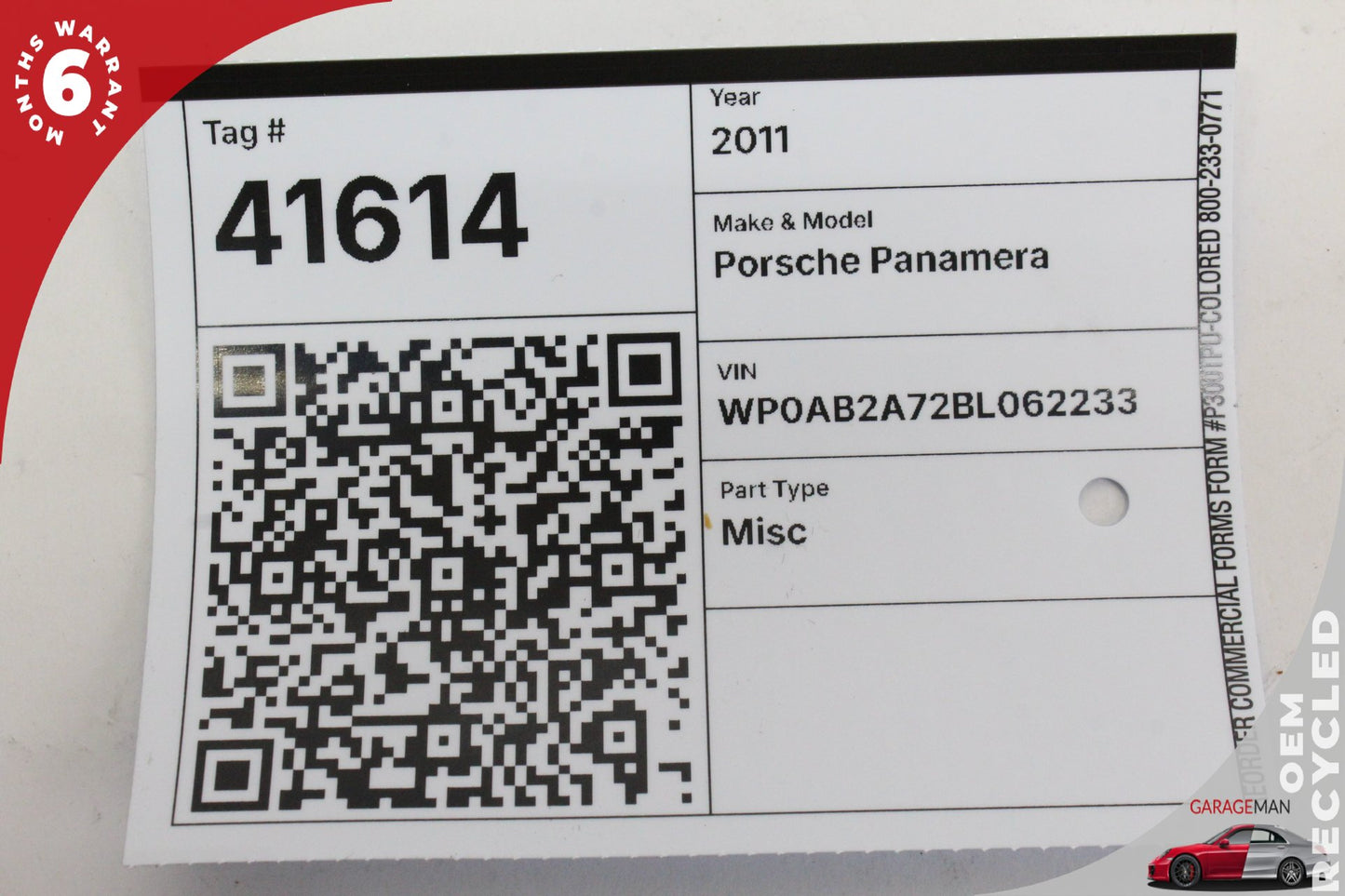 2010-2016 Porsche Panamera 970 Airbag Air Bag SRS Sensor Module 97061820123 OEM